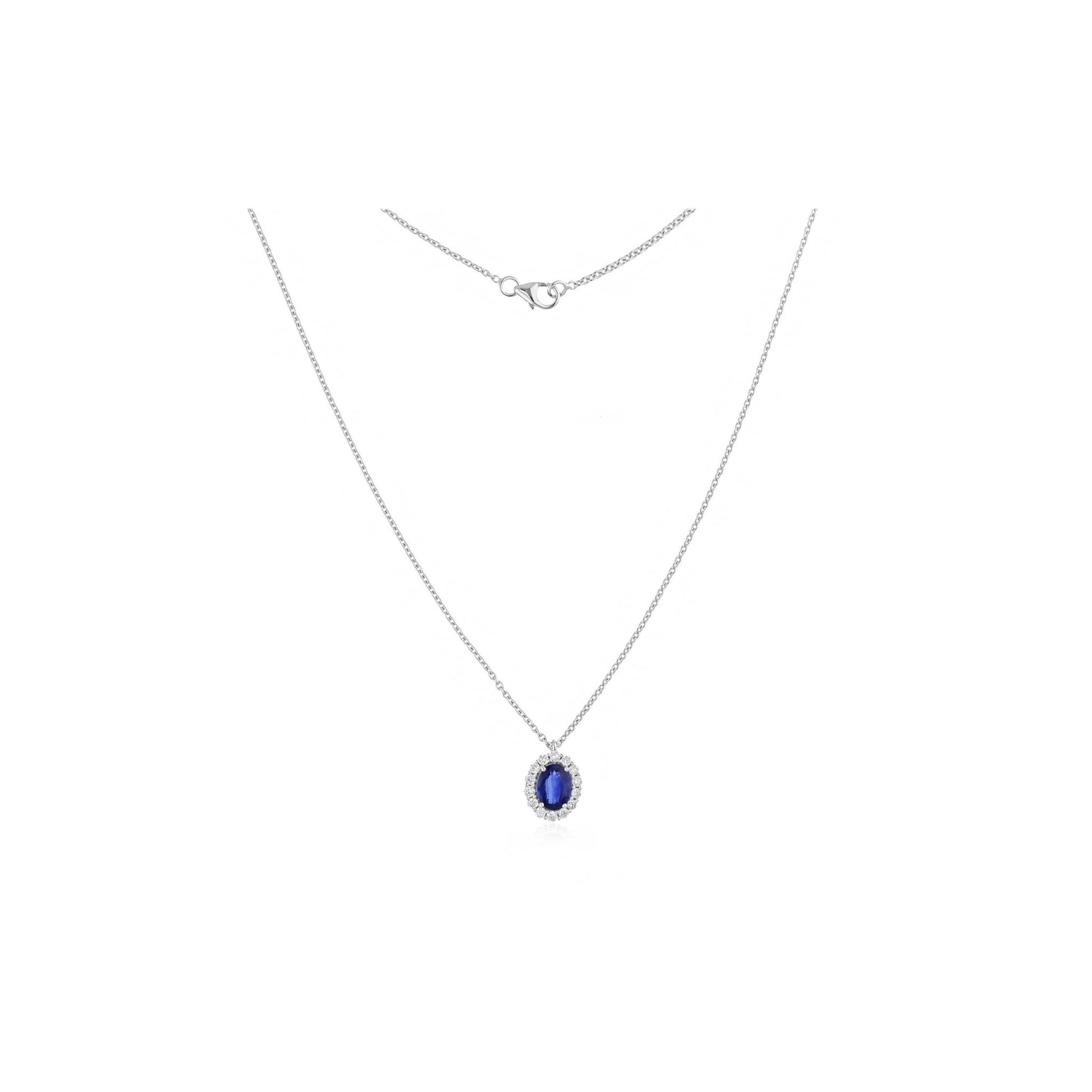 1.99 Tcw Blue Sapphire Real H/SI Diamond Pendant 18k Gold Anniversary Gift