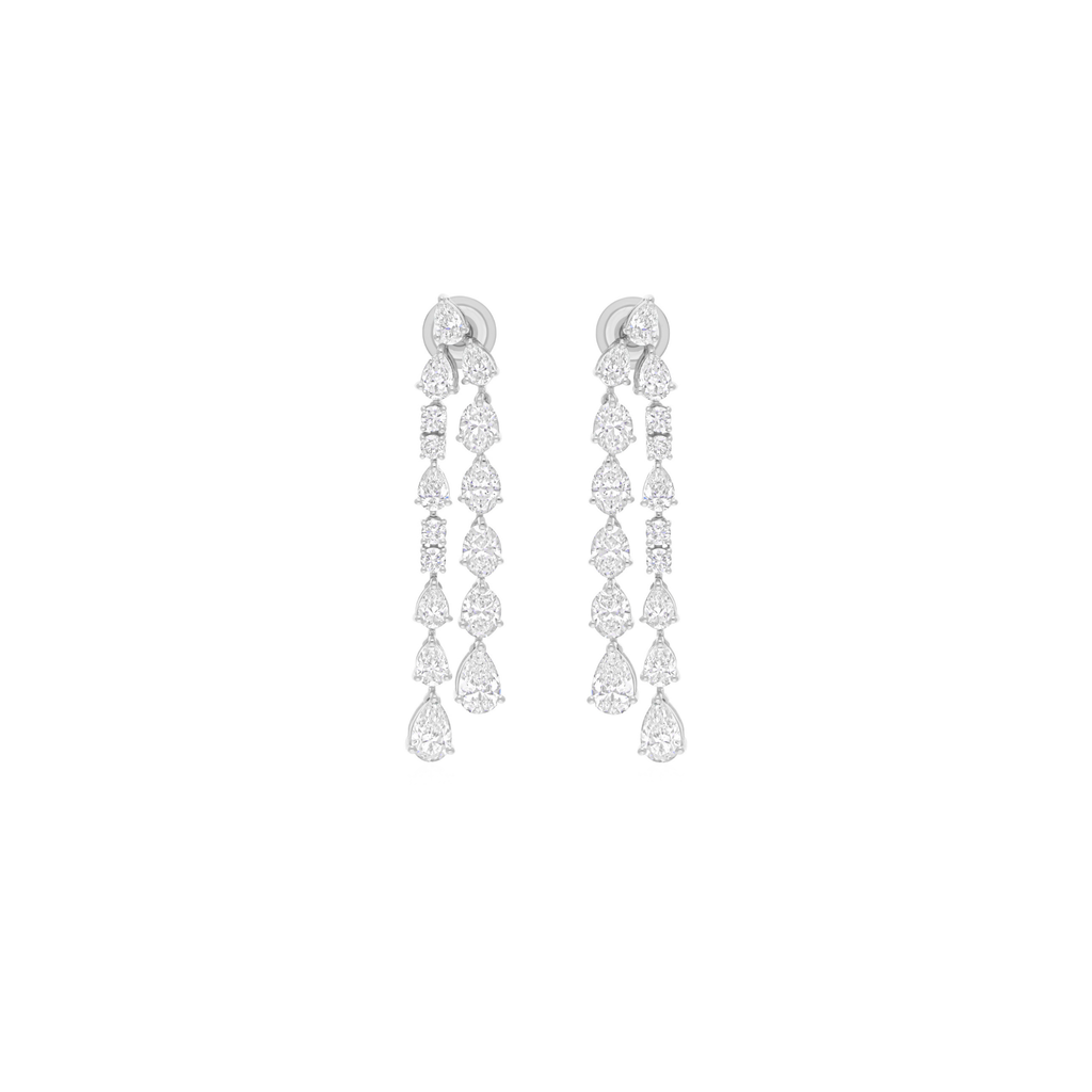 6.35Ct Luxury Solid Gold Mixed Cut Diamond Dangle Drop Wedding Earrings