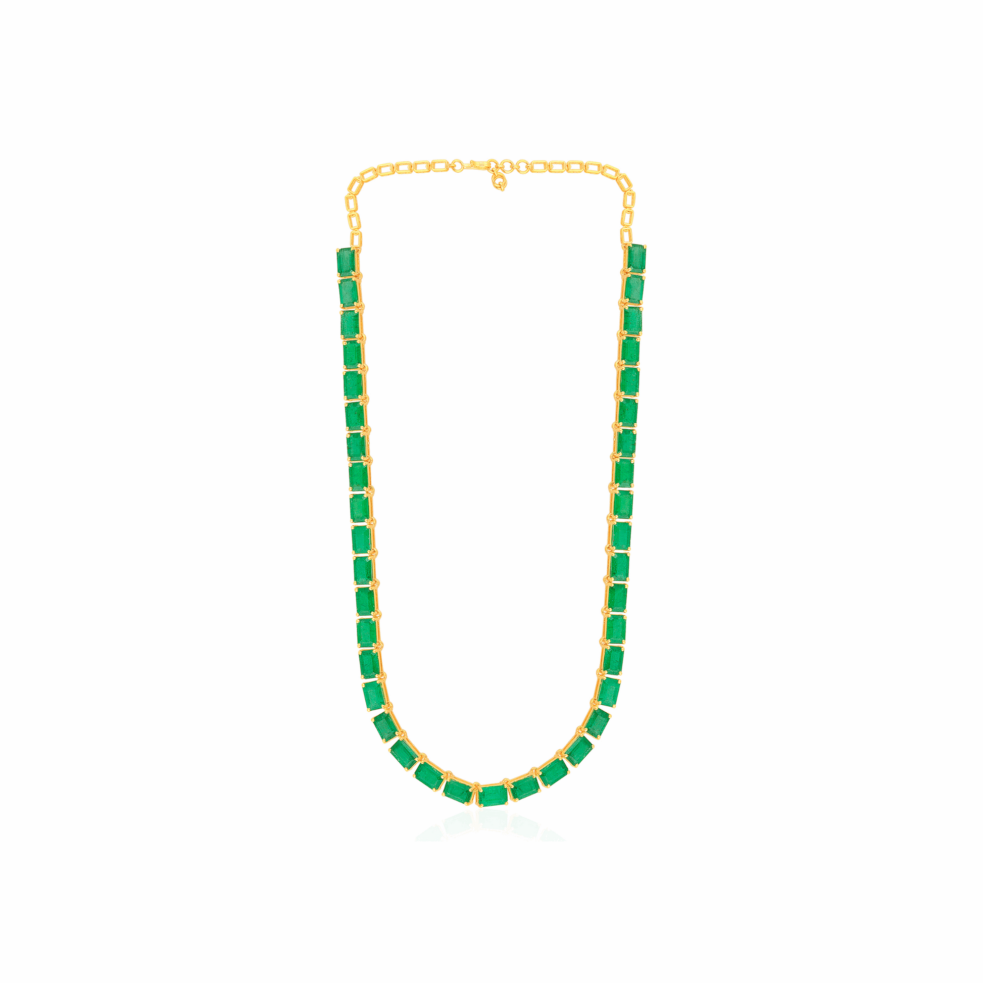 Minimalist 22.90 Ct. Emerald Statement Necklace 18K Gold Craftsmanship