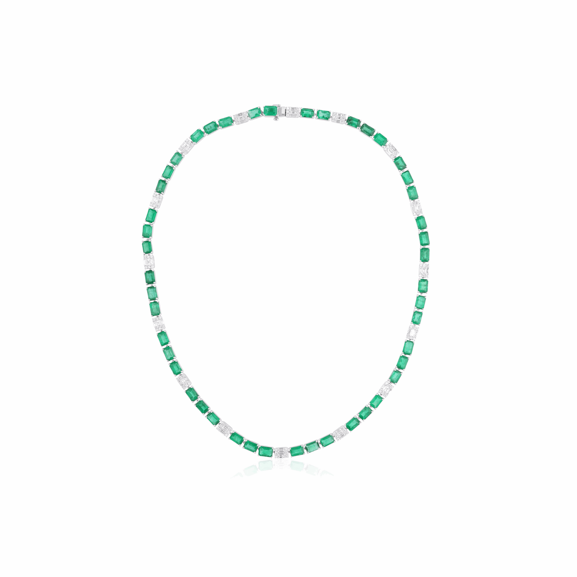 25.35 Tcw Zambian Emerald & Diamond 18K Gold Wedding Necklace Jewelry