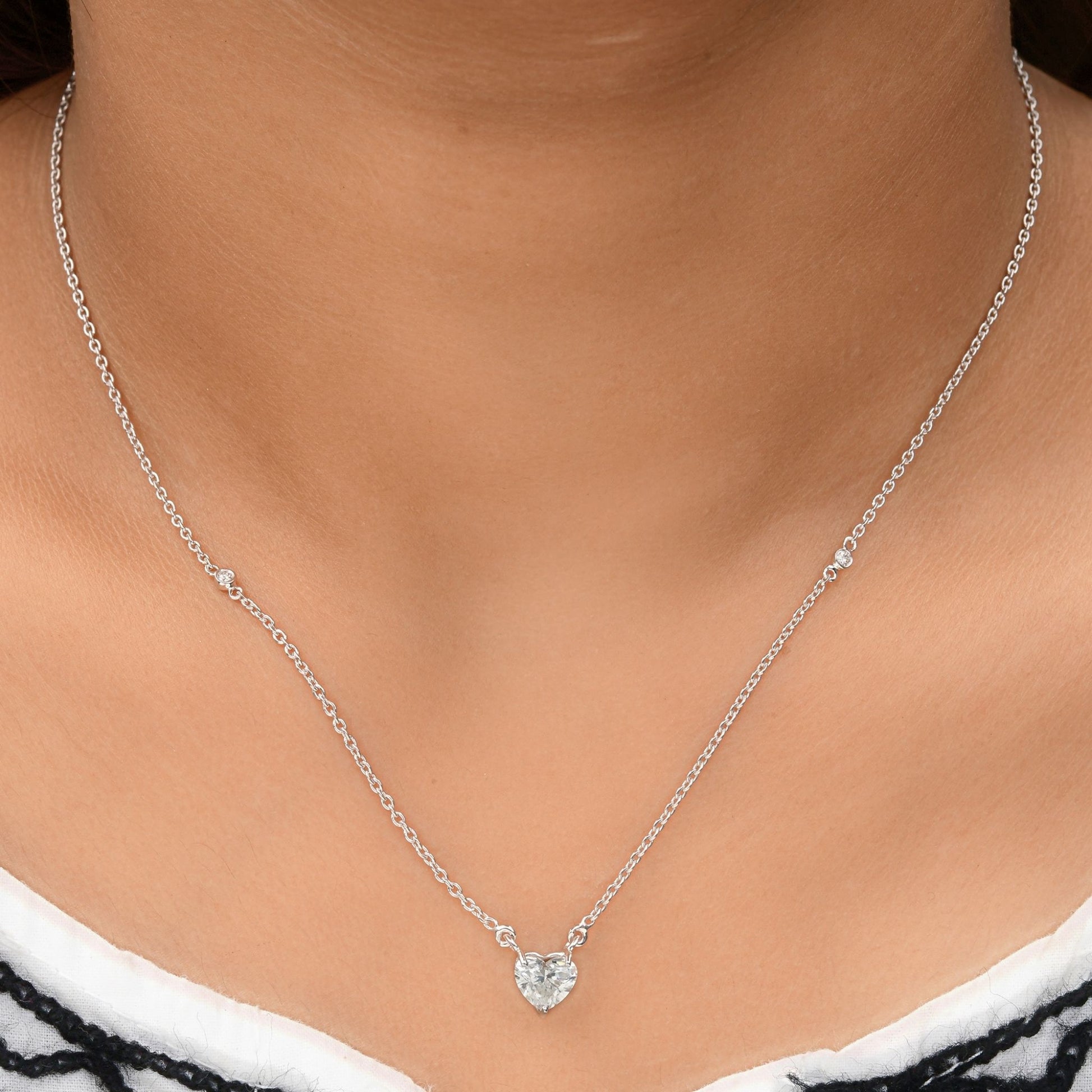 1.55 Ct Natural H/SI Heart Diamond Pendant Jewelry 18k Gold Necklace Gift