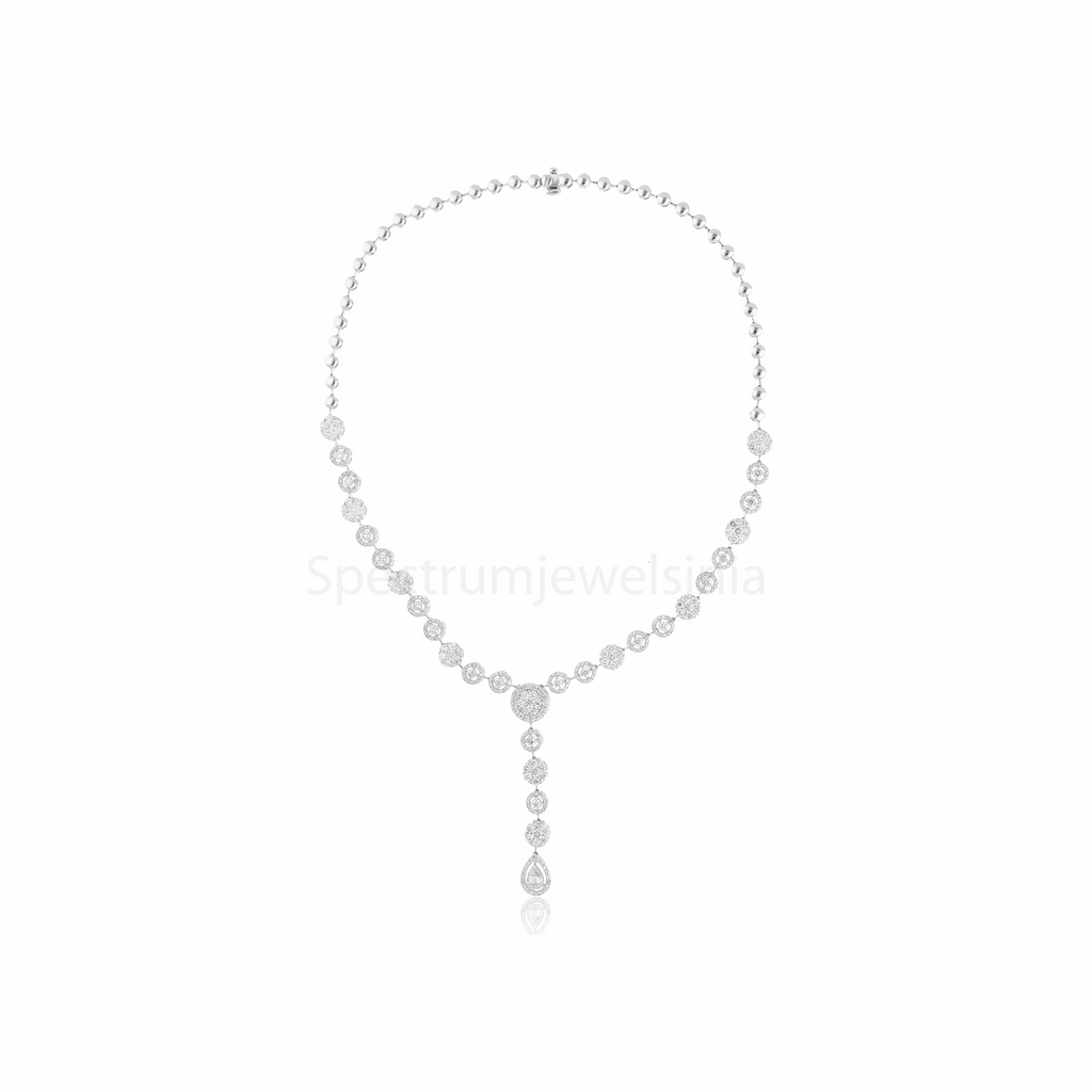 7.10 Ct. Natural Diamond 18K Fine Gold Lariat Engagement Necklace