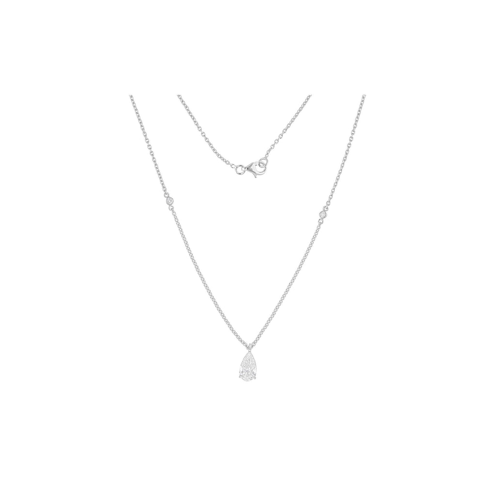 Feminine 1.10Ct Gold Pear Shaped Natural Diamond Solitaire Chain Necklace
