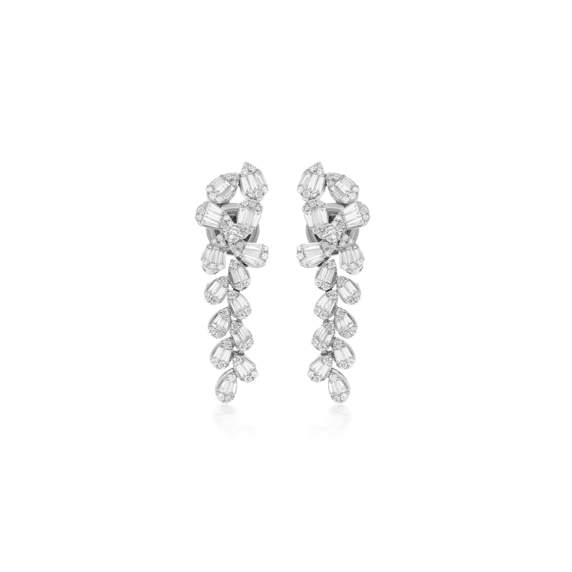 Natural SI/H Baguette Diamond Dangle Drop Earrings 1.15 Ct.