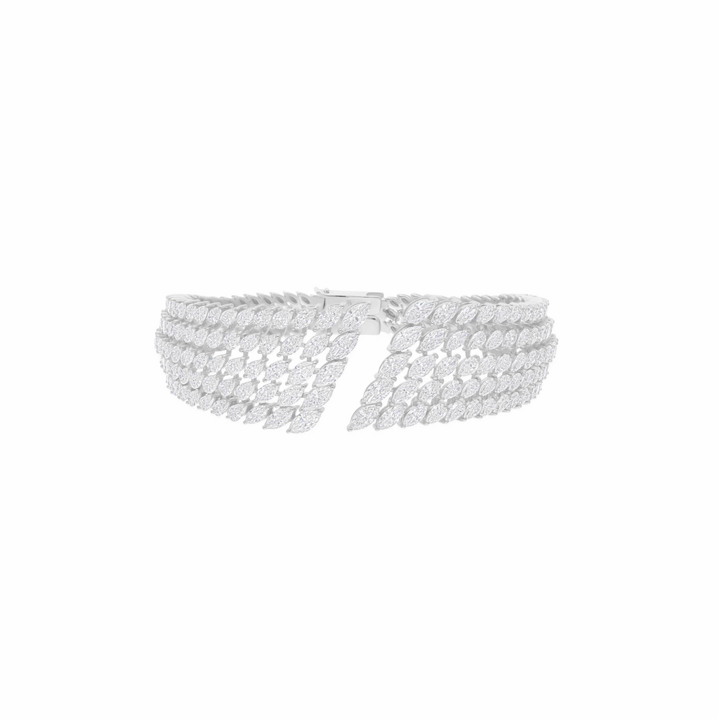 15.13 Ct. Marquise Cut Diamond Elegance Bangle Bracelet 18k Fine Gold