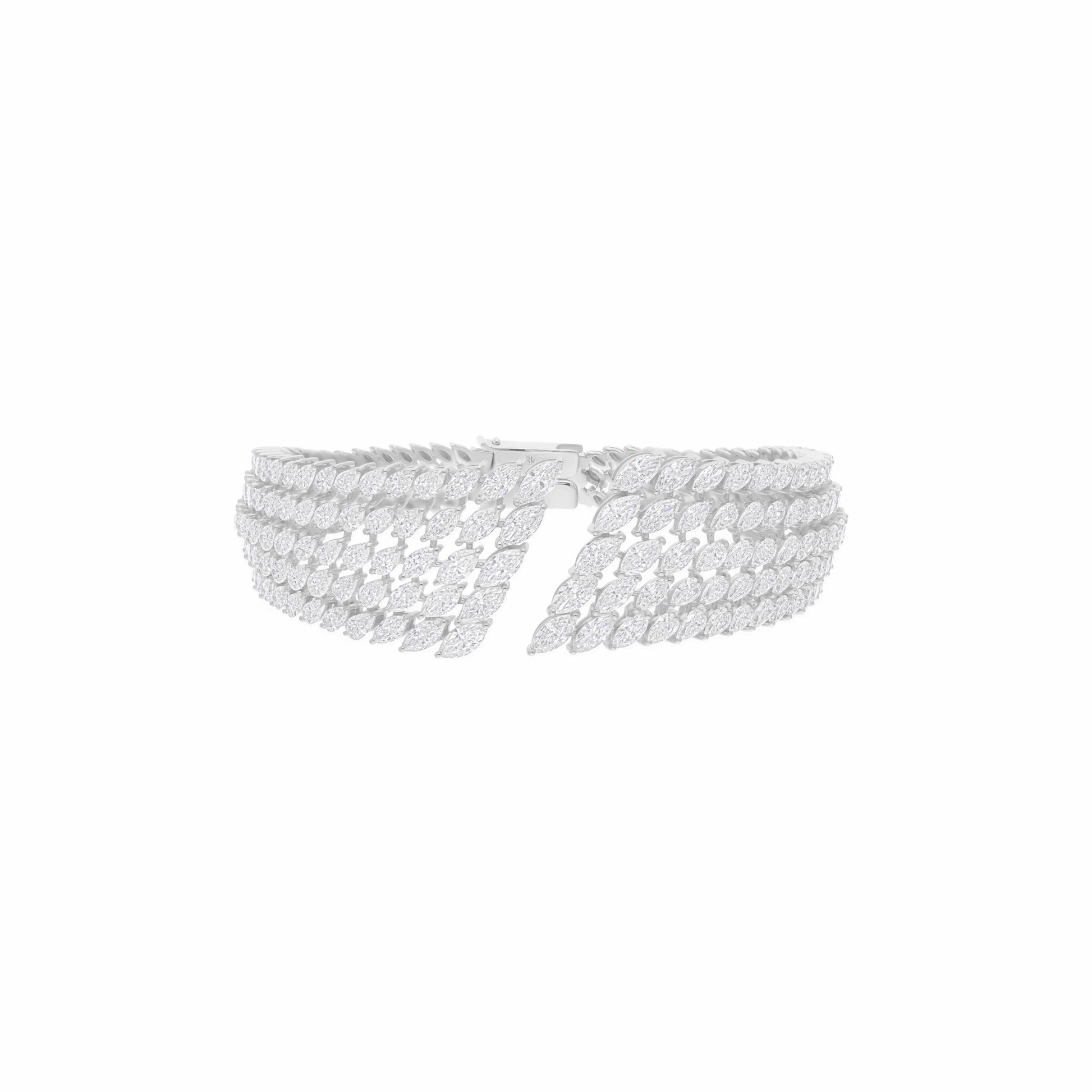15.13 Ct. Marquise Cut Diamond Elegance Bangle Bracelet 18k Fine Gold