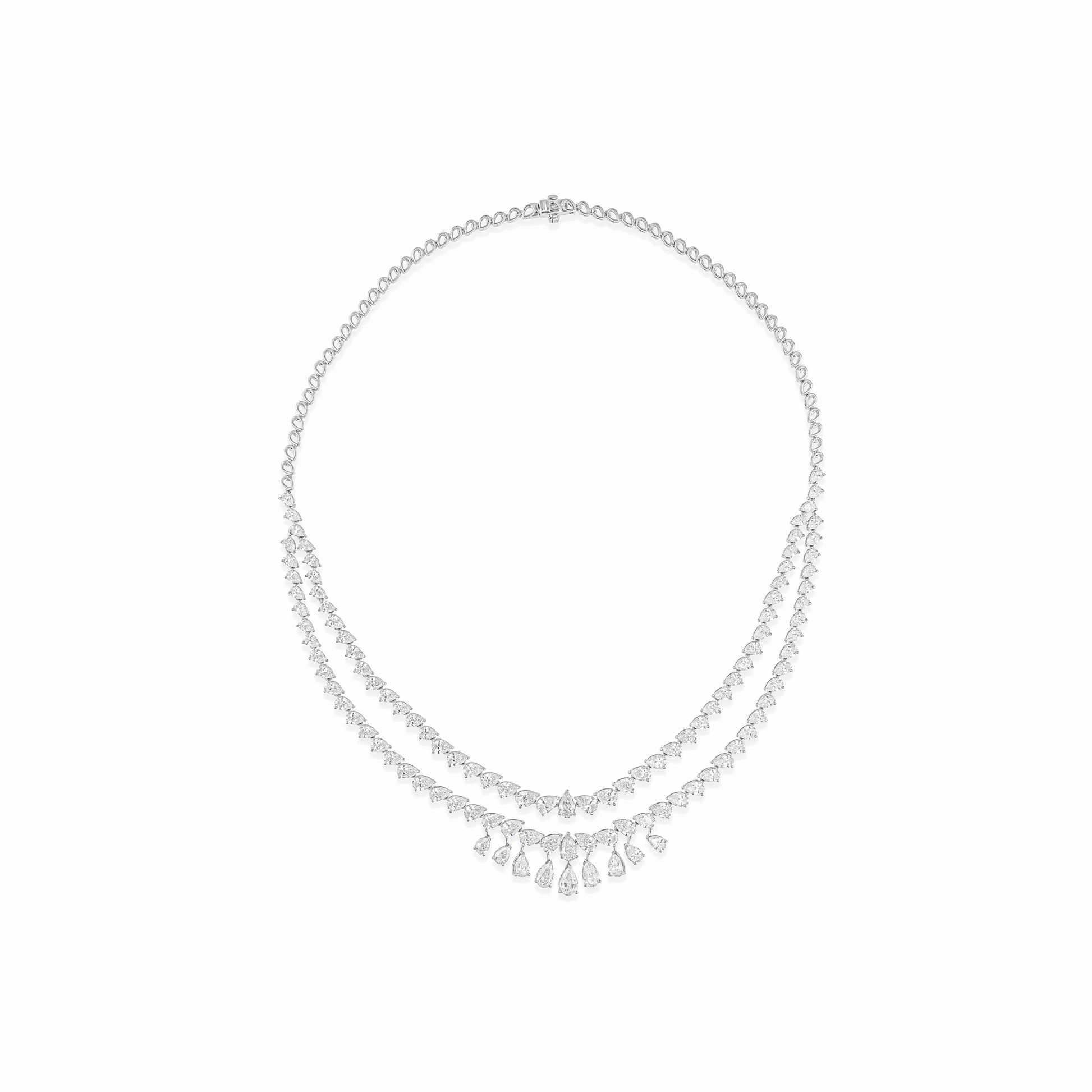 18.80 Ct. Handmade Diamond Layering Necklace 18K Solid Gold Jewelry