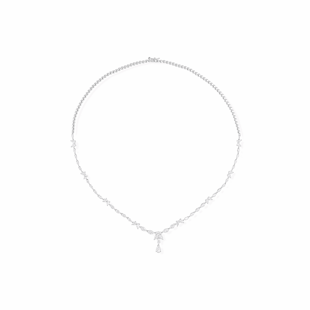 18K Fine Gold 4.08 Ct. Diamond Graduated Tennis Necklace with Drop Pendant