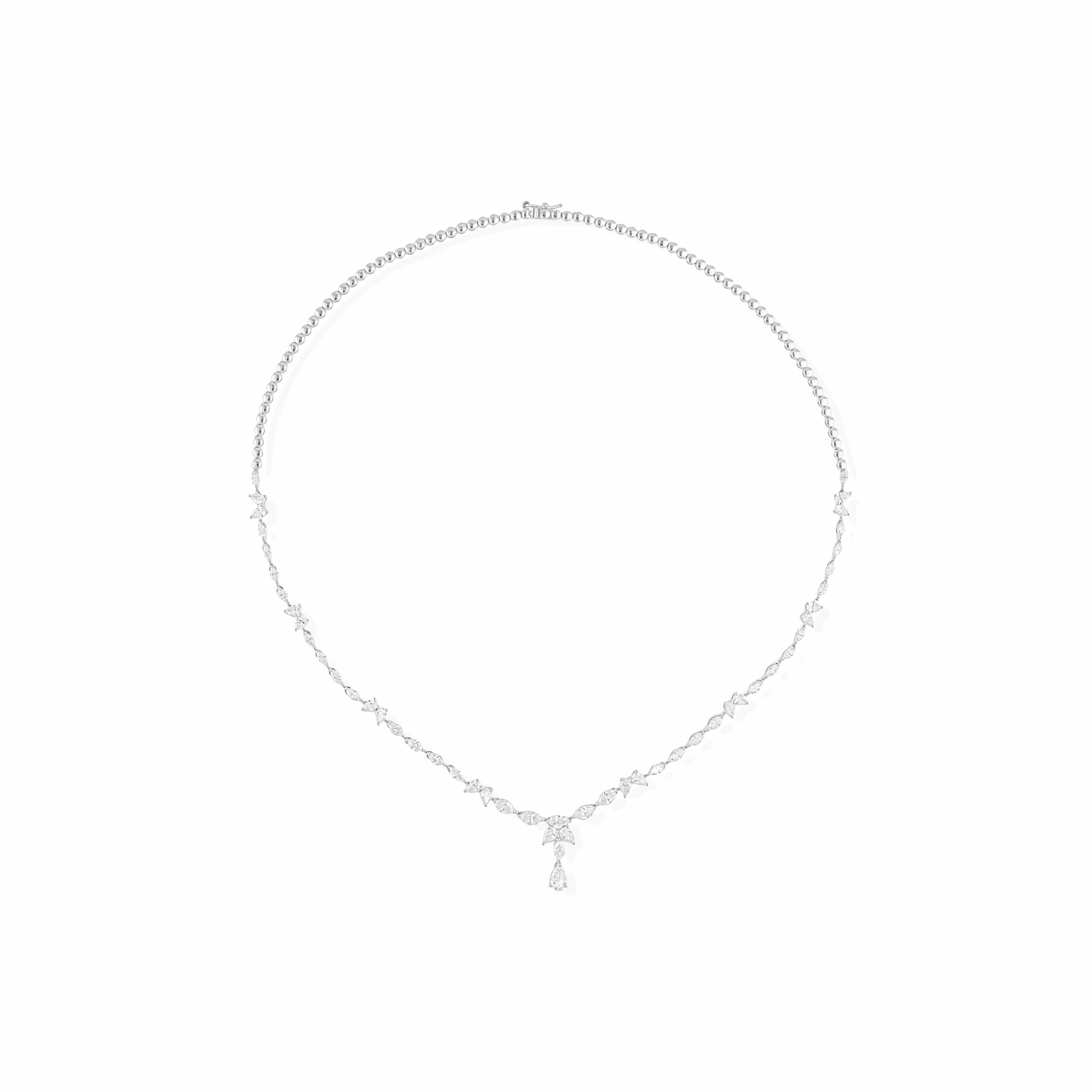 18K Fine Gold 4.08 Ct. Diamond Graduated Tennis Necklace with Drop Pendant