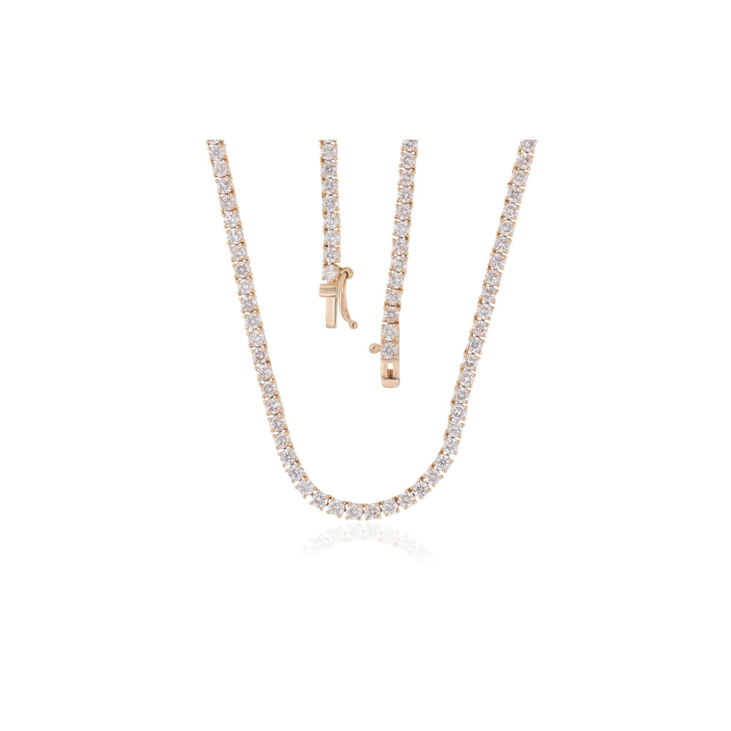 Certified 6.60Ct Classic Solid Gold Natural Round Diamond Tennis Bridal Necklace