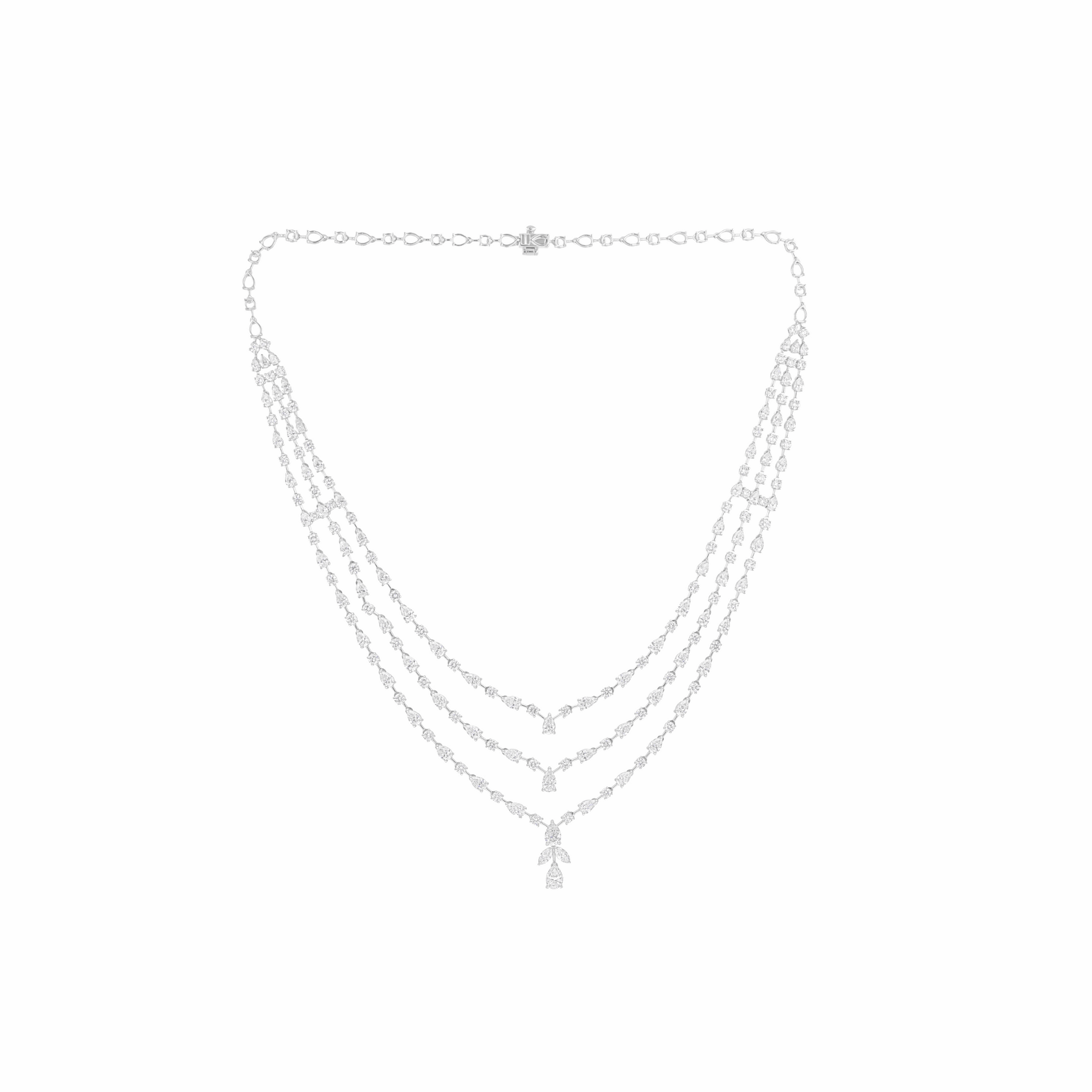 18K Gold 13.04 Ct. Layered Diamond Statement Necklace