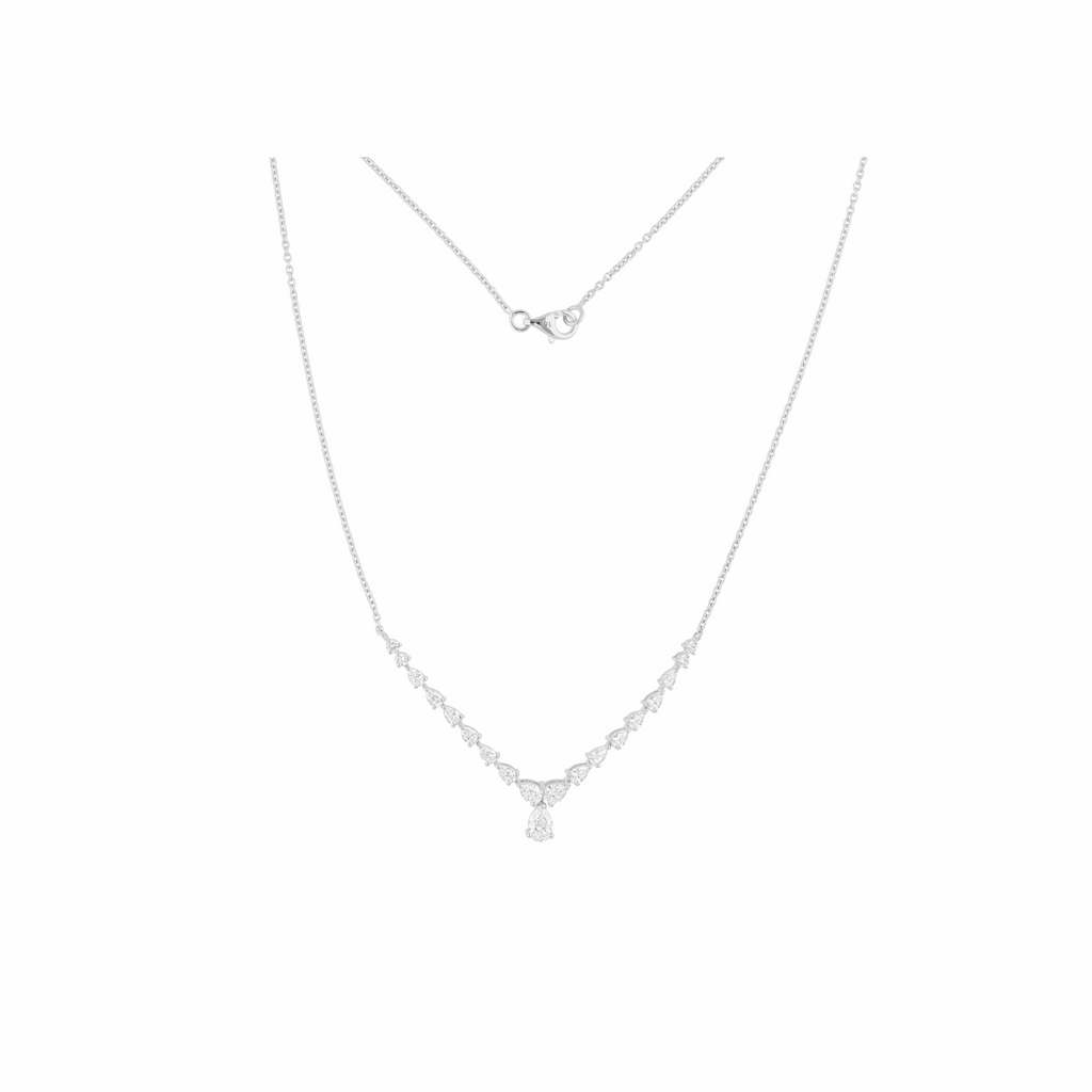2.04 Ct. Diamond Tennis Necklace 18K Gold Graduated Design with Teardrop Pendant