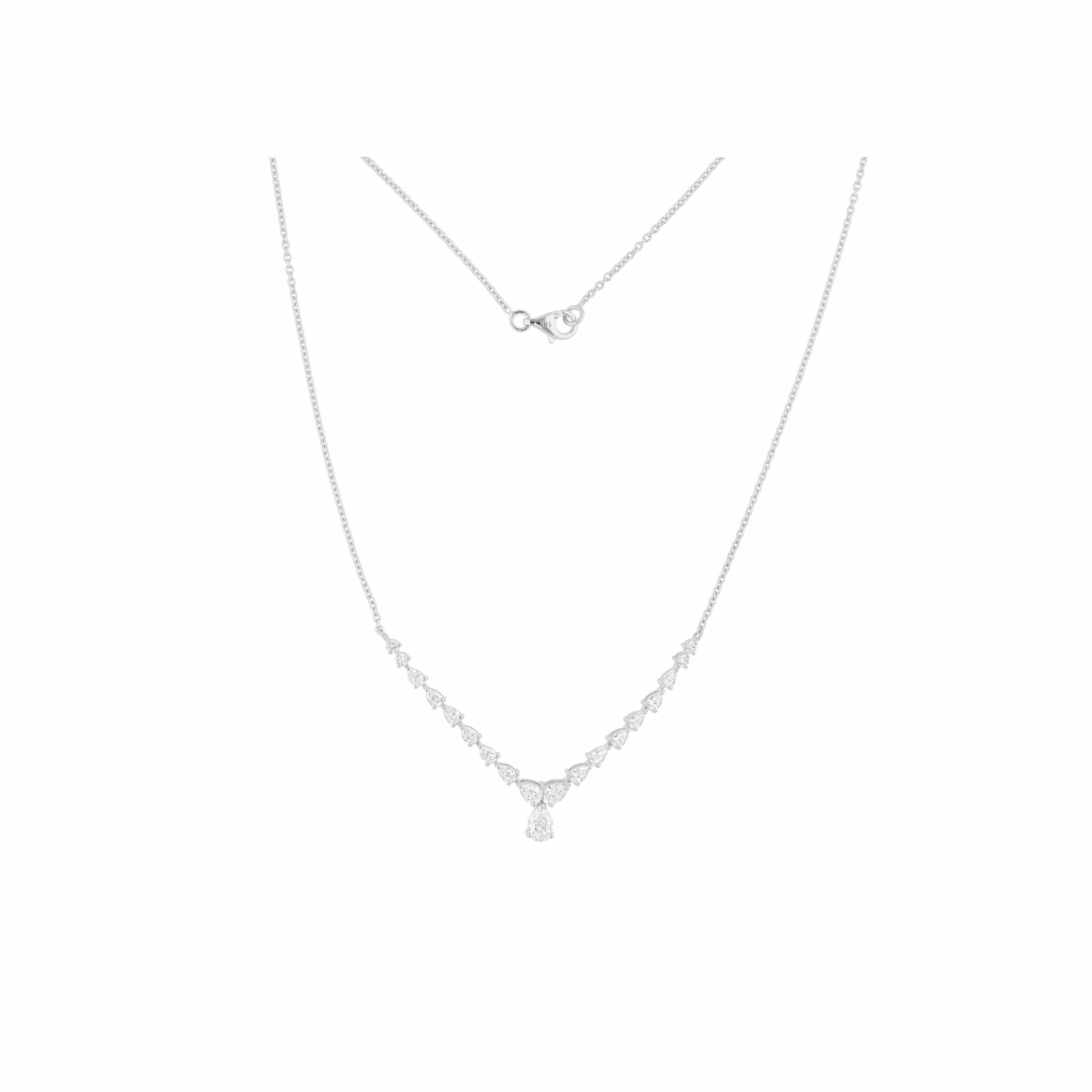 2.04 Ct. Diamond Tennis Necklace 18K Gold Graduated Design with Teardrop Pendant