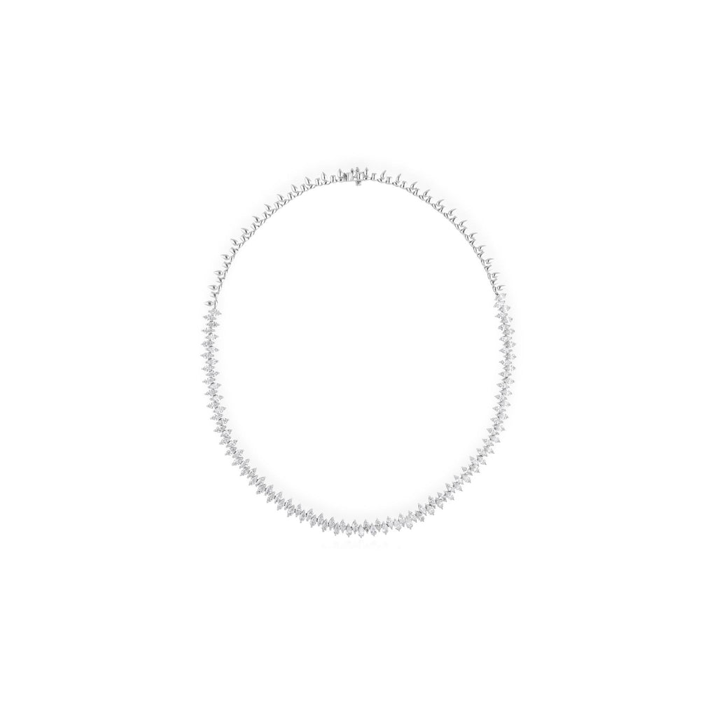 Minimal 12.24 Carat Pear Cut Natural Diamond Tennis Necklace