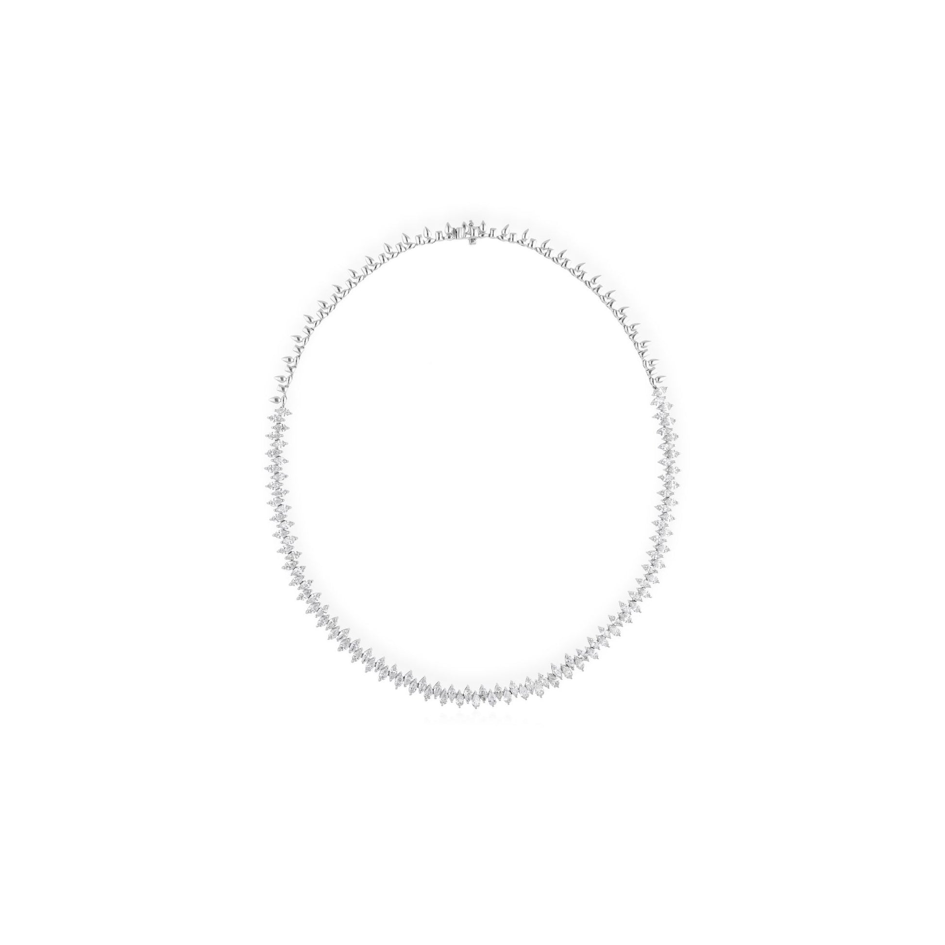 Minimal 12.24 Carat Pear Cut Natural Diamond Tennis Necklace