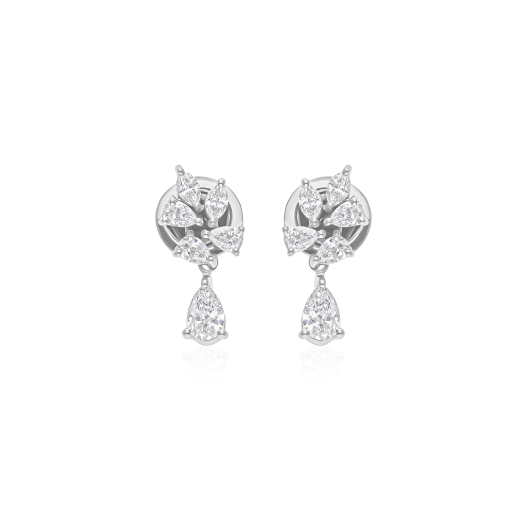 0.83 Ct. Delicate Floral Diamond Earrings in 18k Gold