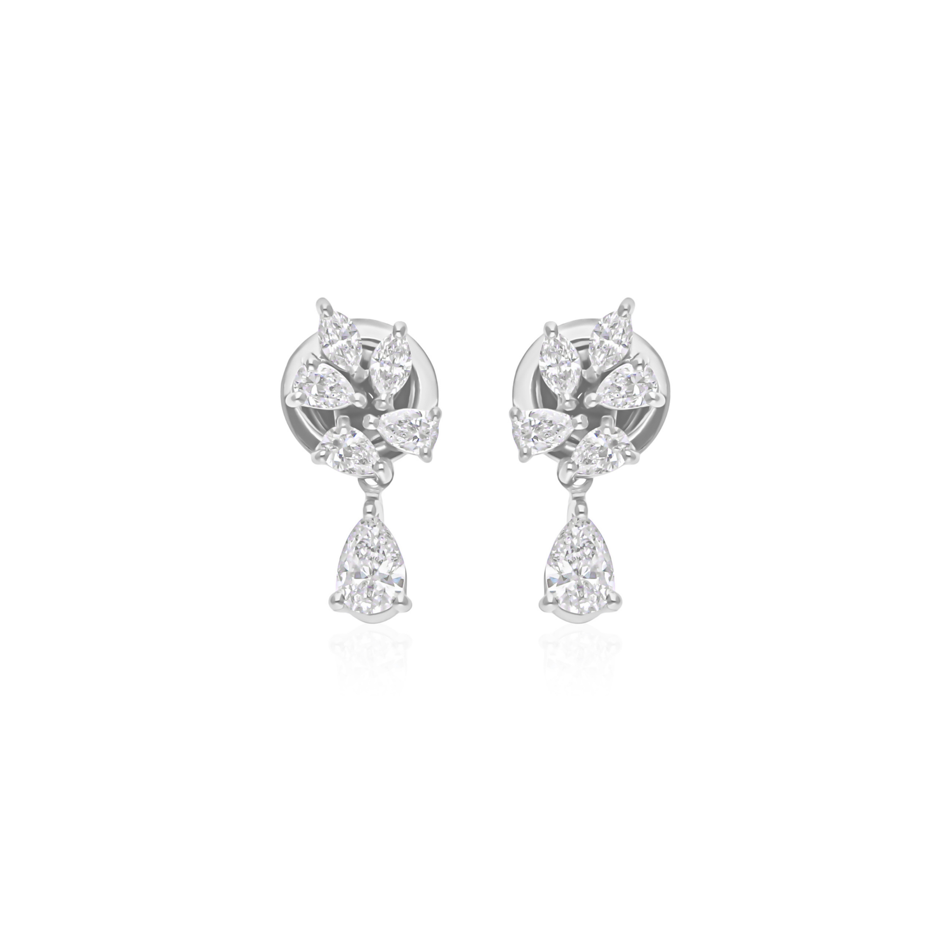 0.83 Ct. Delicate Floral Diamond Earrings in 18k Gold