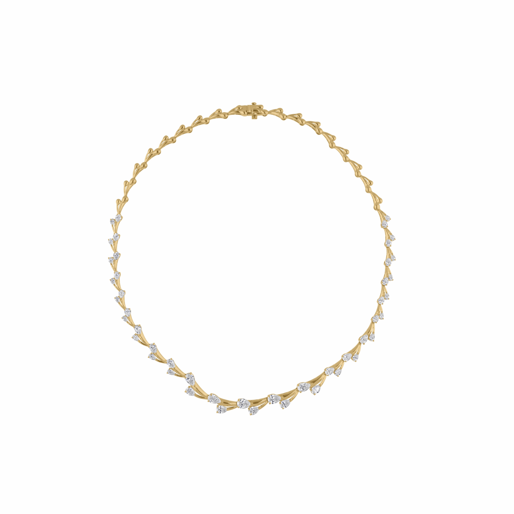 7.78 Ct Real SI/H Pear Diamond 18K Fine Gold Leaf Necklace Chain Birthday Gift