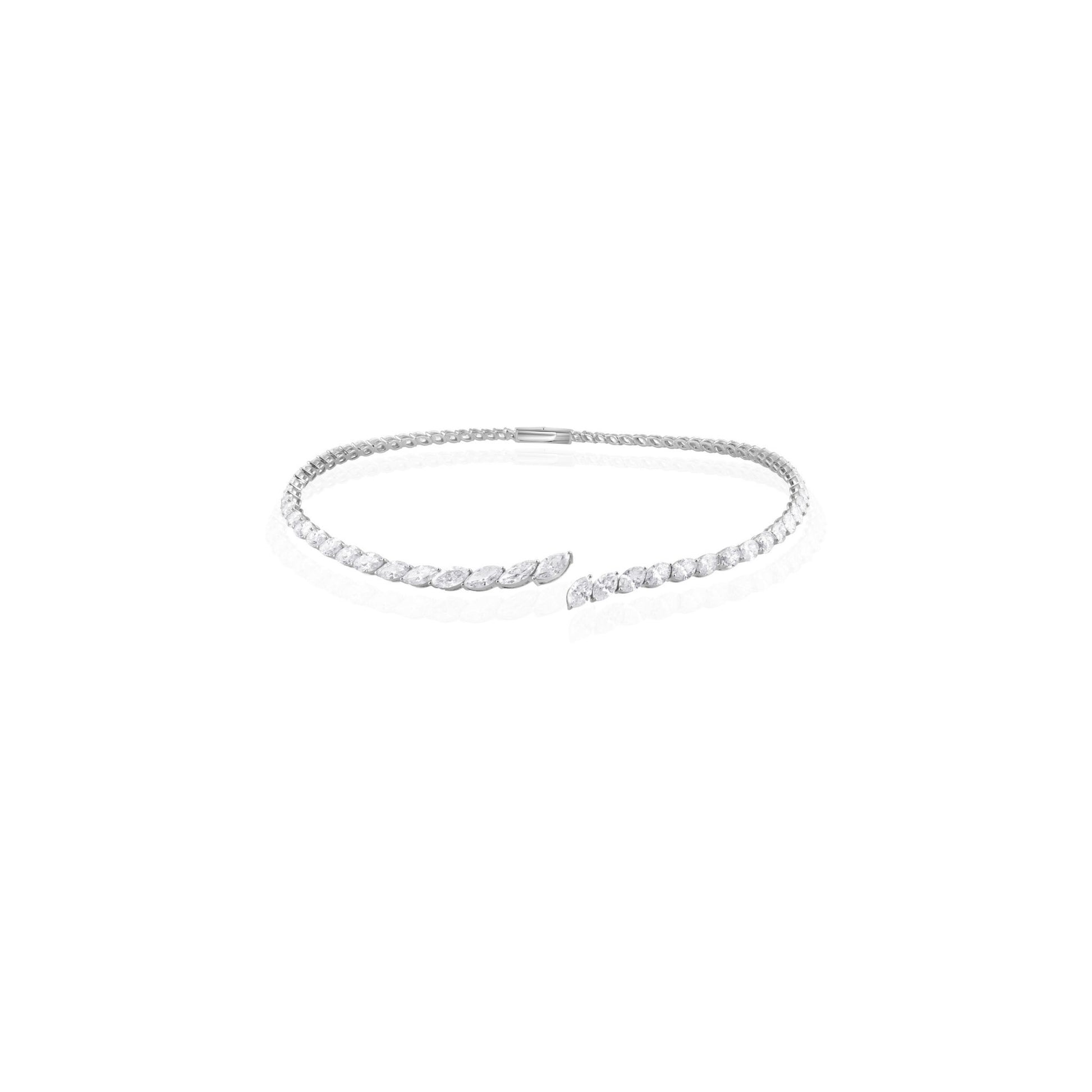Marquise Cut Natural Diamond Front Open Choker Necklace in Fine Gold
