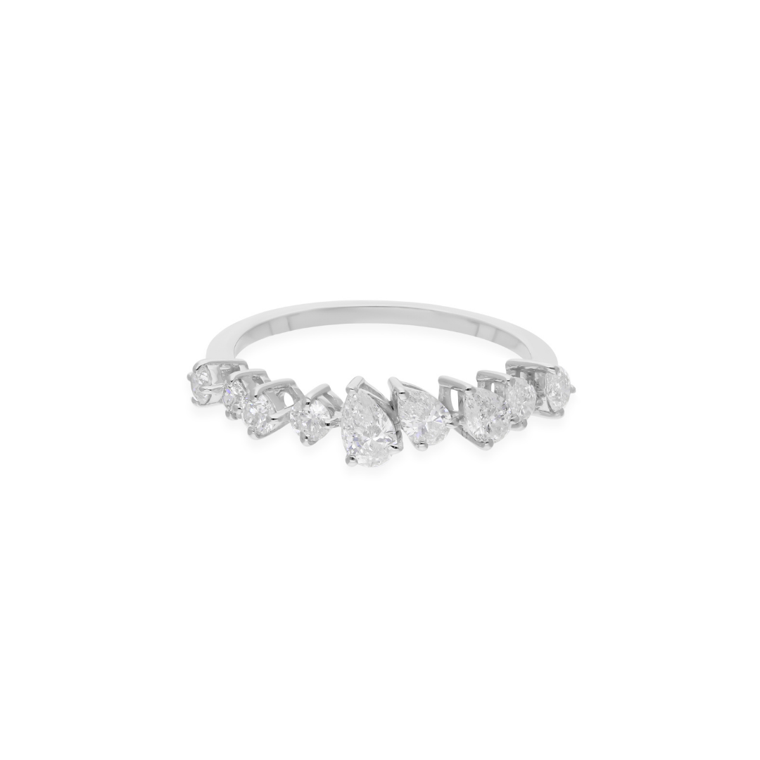 Delicate Pear Shaped Diamond Eternity Band Ring in Fine Gold