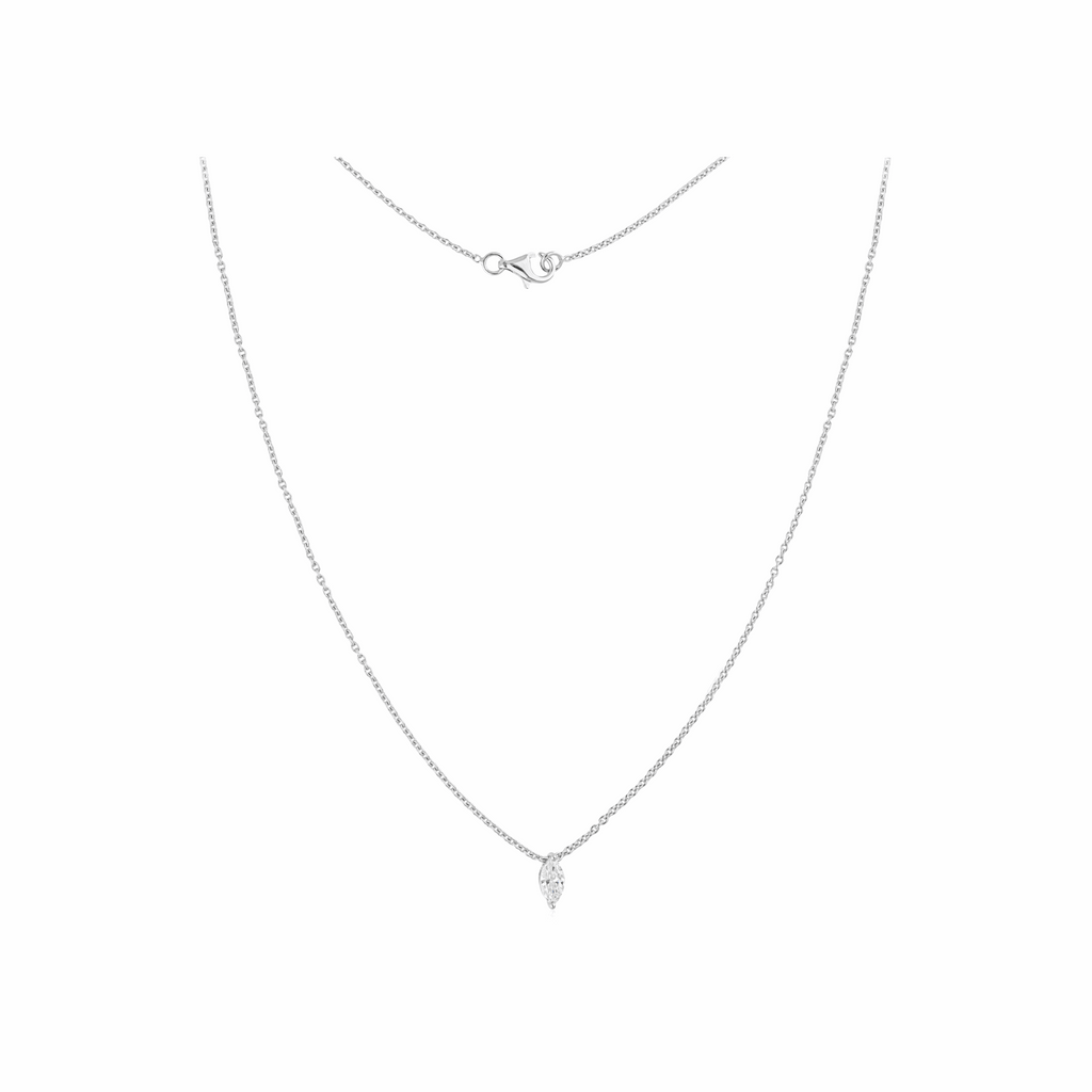 Minimalist 18K Gold Marquise Cut Diamond Pendant Necklace 0.40 Ct.