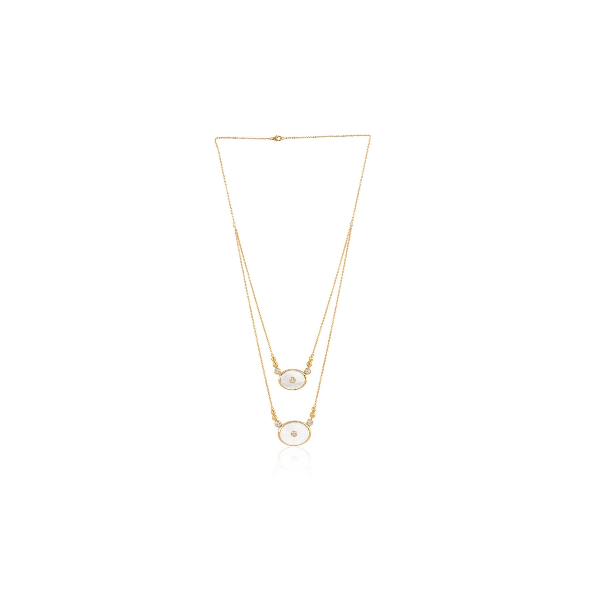 7.85 Tcw Natural SI/H Diamond MOP Oval Gold Pendant Necklace