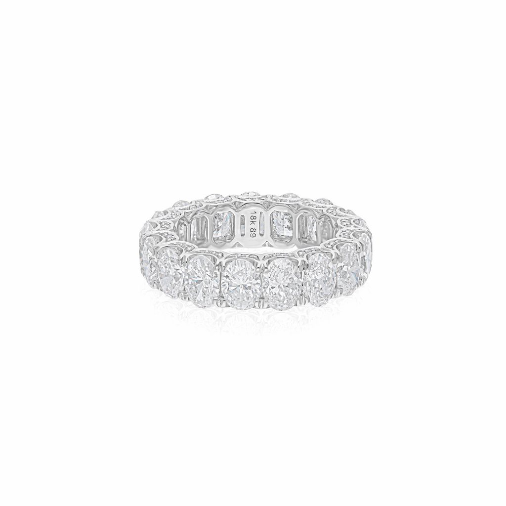 7.76 Ct. Eternity Wedding Ring Natural Diamond 18K Solid Gold