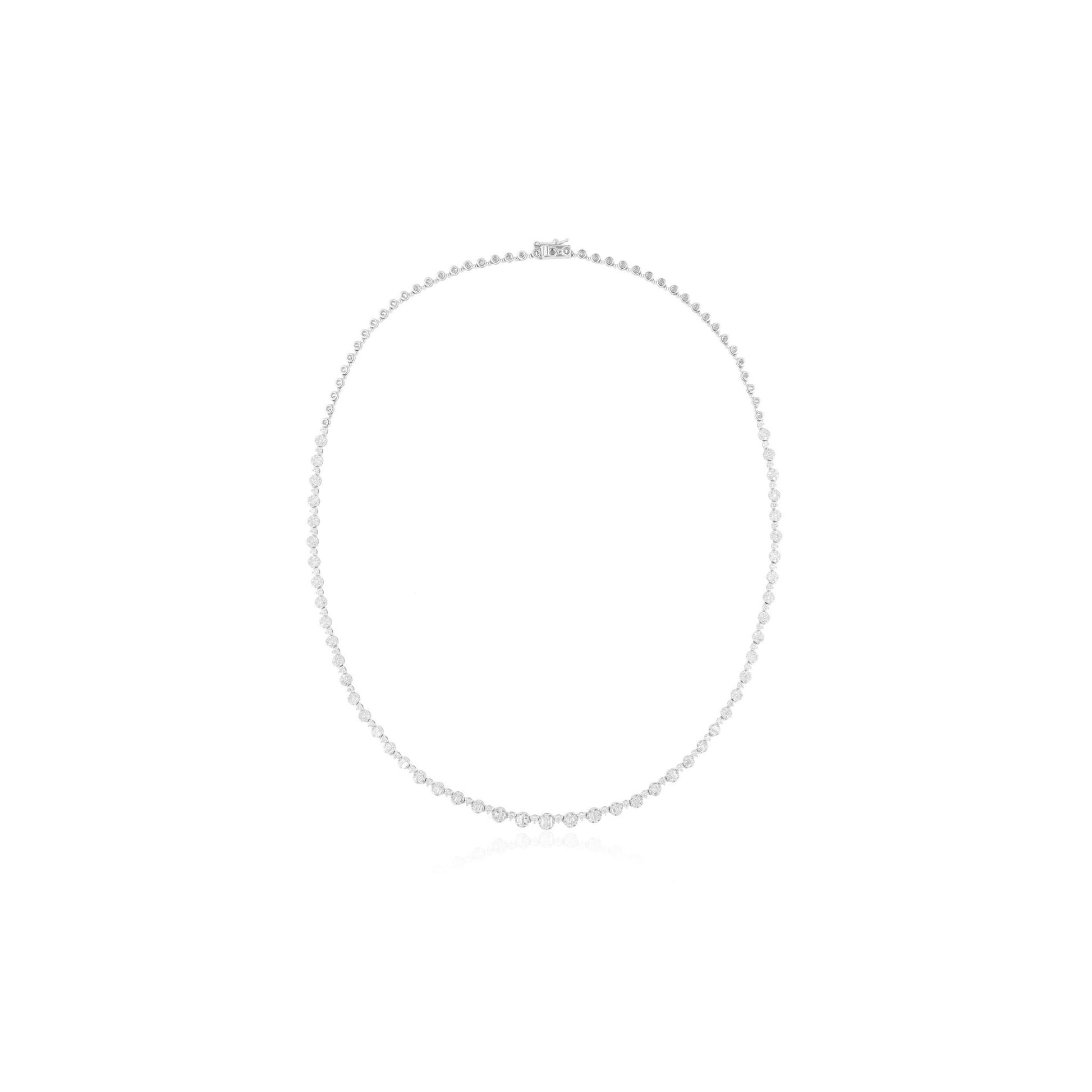 Natural Diamond Brilliant Cut Tennis Gold Necklace for Women