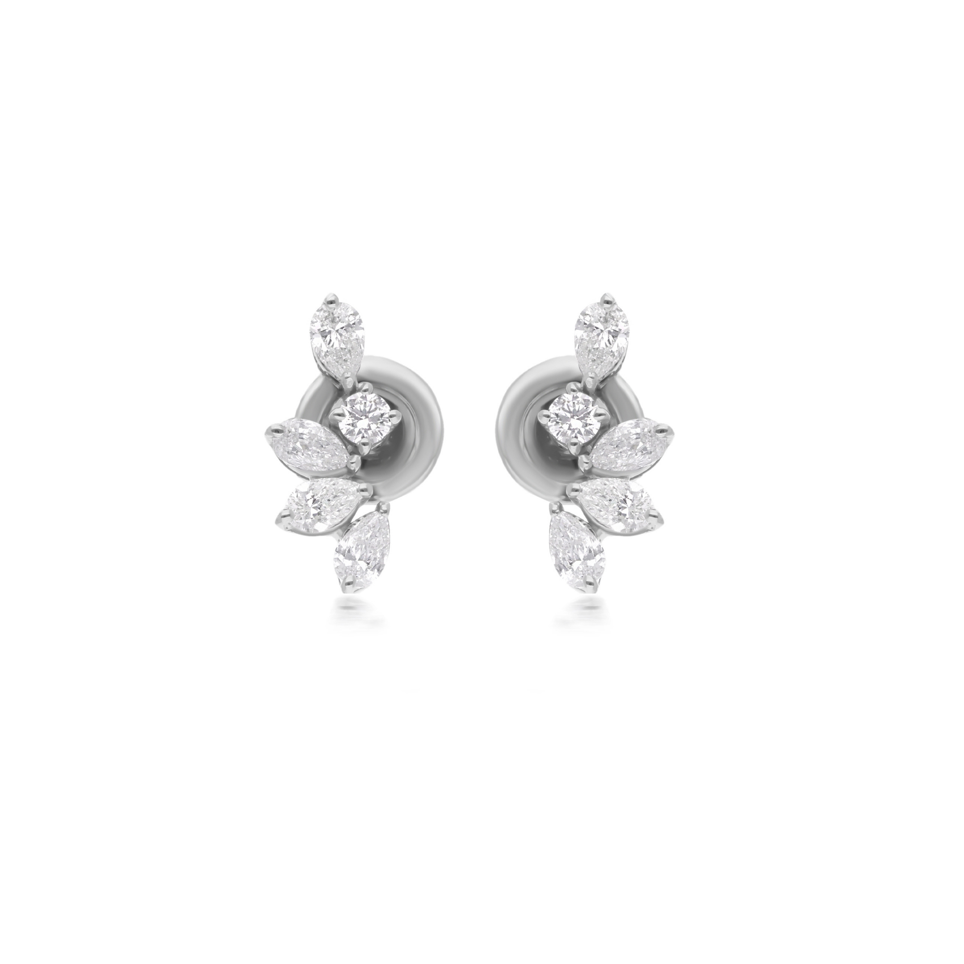 Minimalist Certified Natural SI Clarity HI Color Pear Diamond Gold Stud Earrings