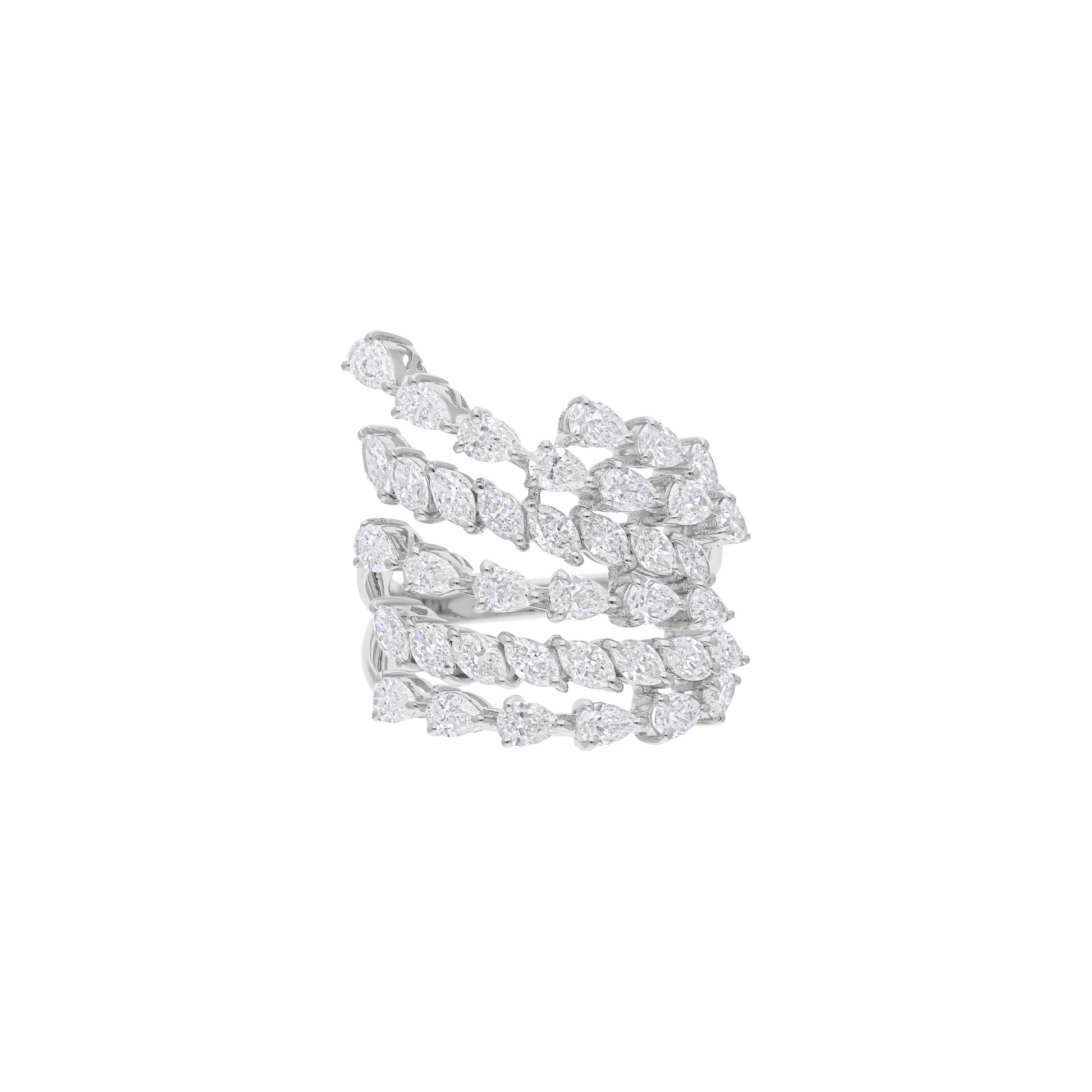 18K Solid Gold Twisted Multi Band Style 3.37 Ct SI/H Marquise Diamond Ring