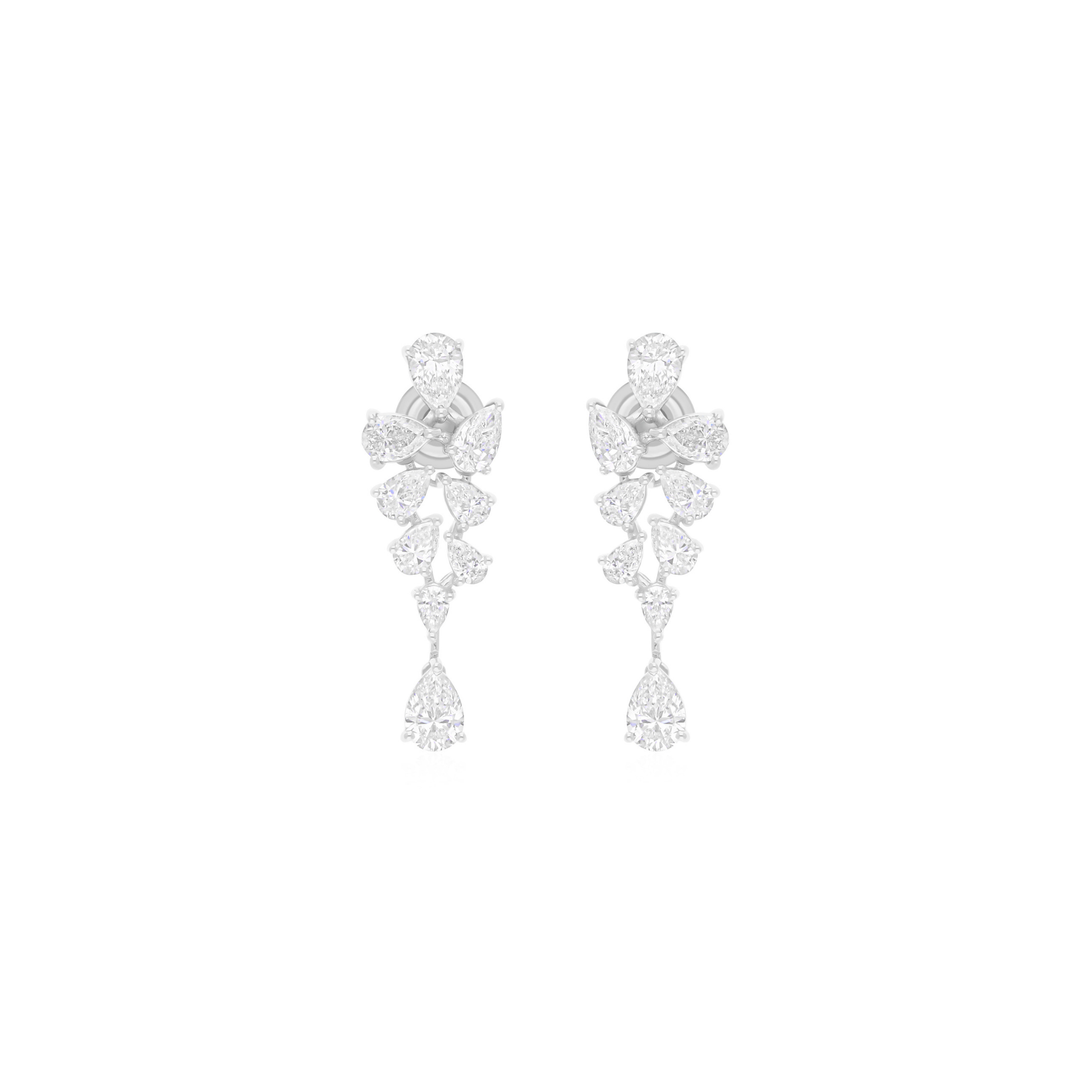 4.14 Carat Pear Shaped Handmade Natural Diamond Drop Earrings