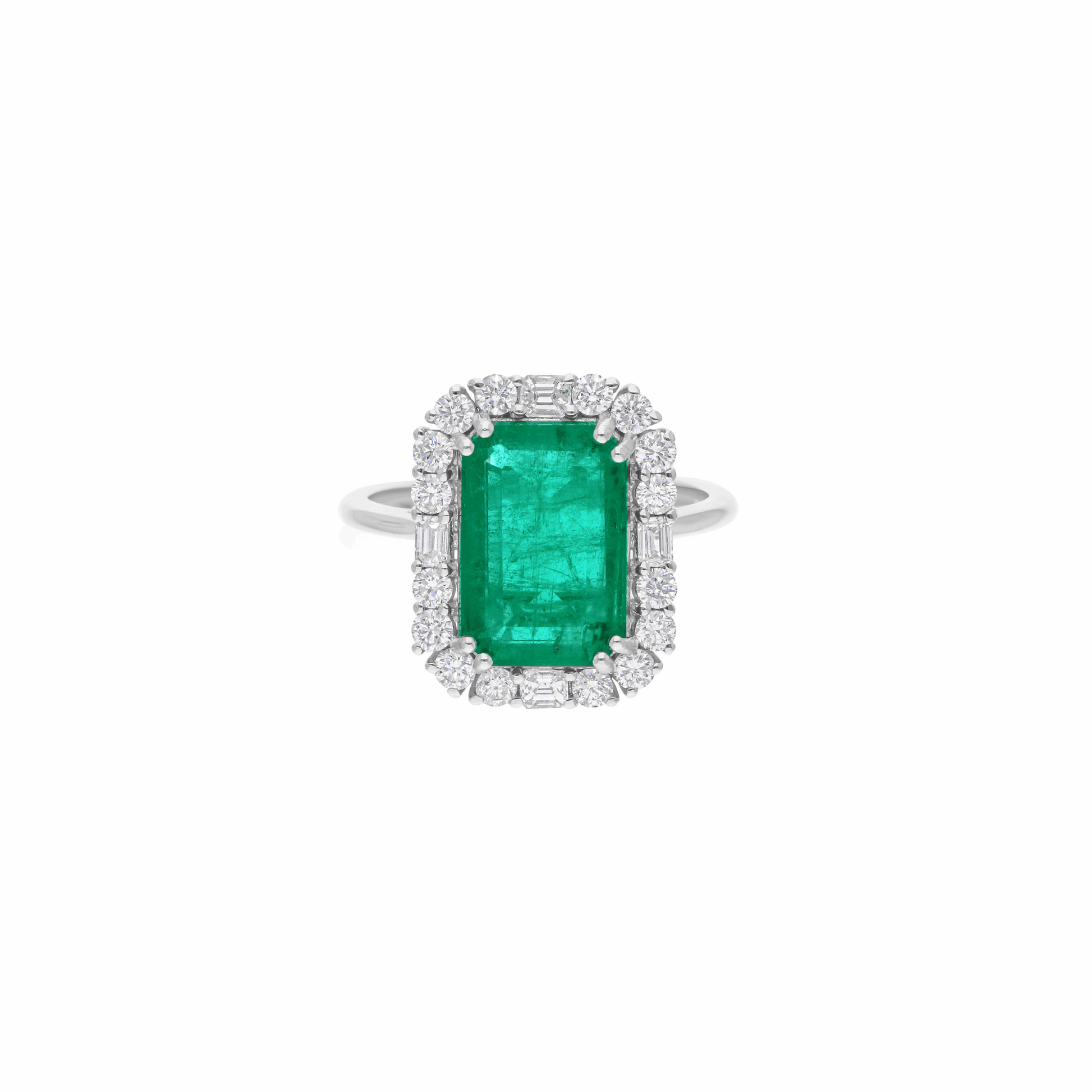 Zambian Emerald SI/H Diamond Engagement Halo Ring 18K Gold Gift 4.83 Tcw