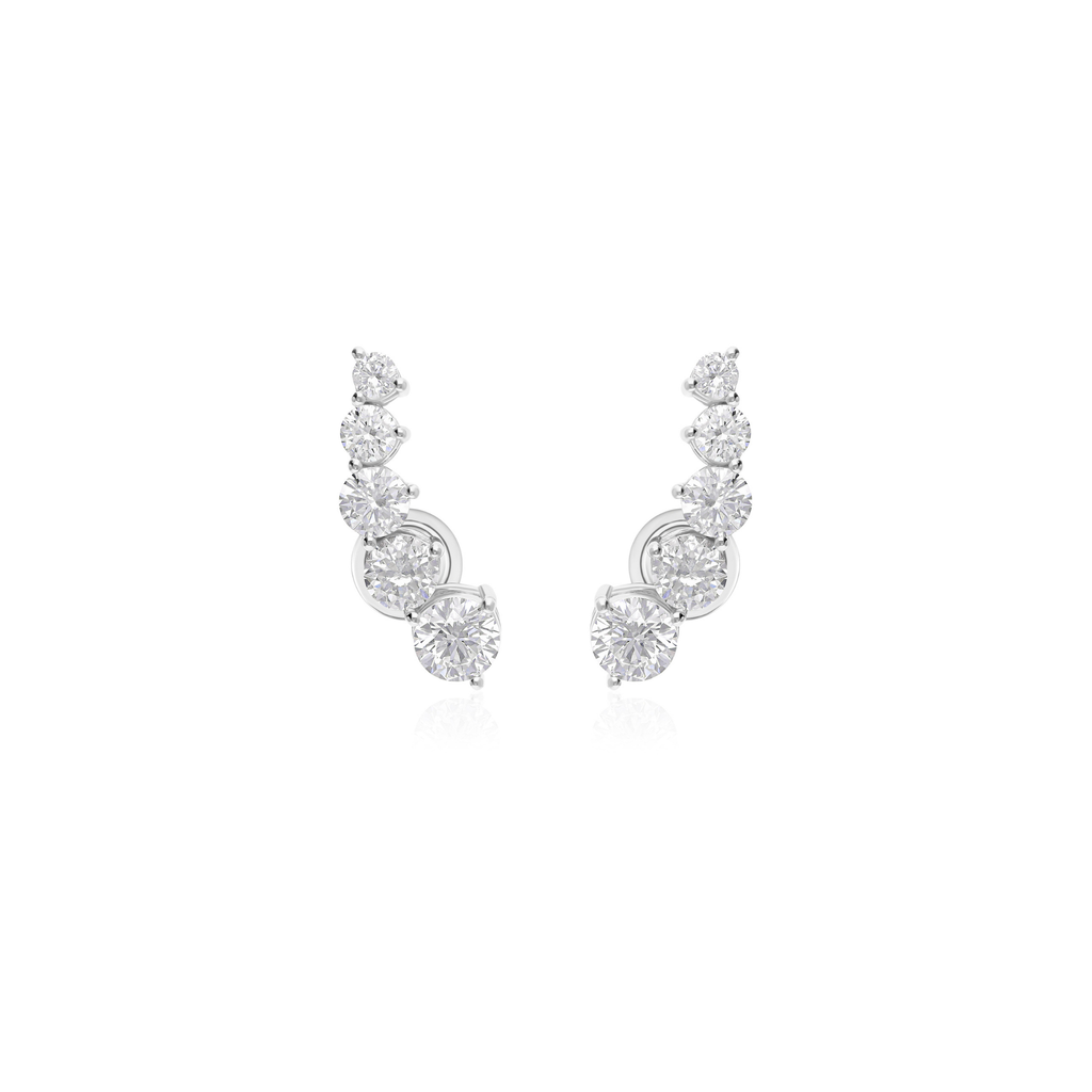 3.36 Round Diamond Climber Earrings Solid Gift For Women