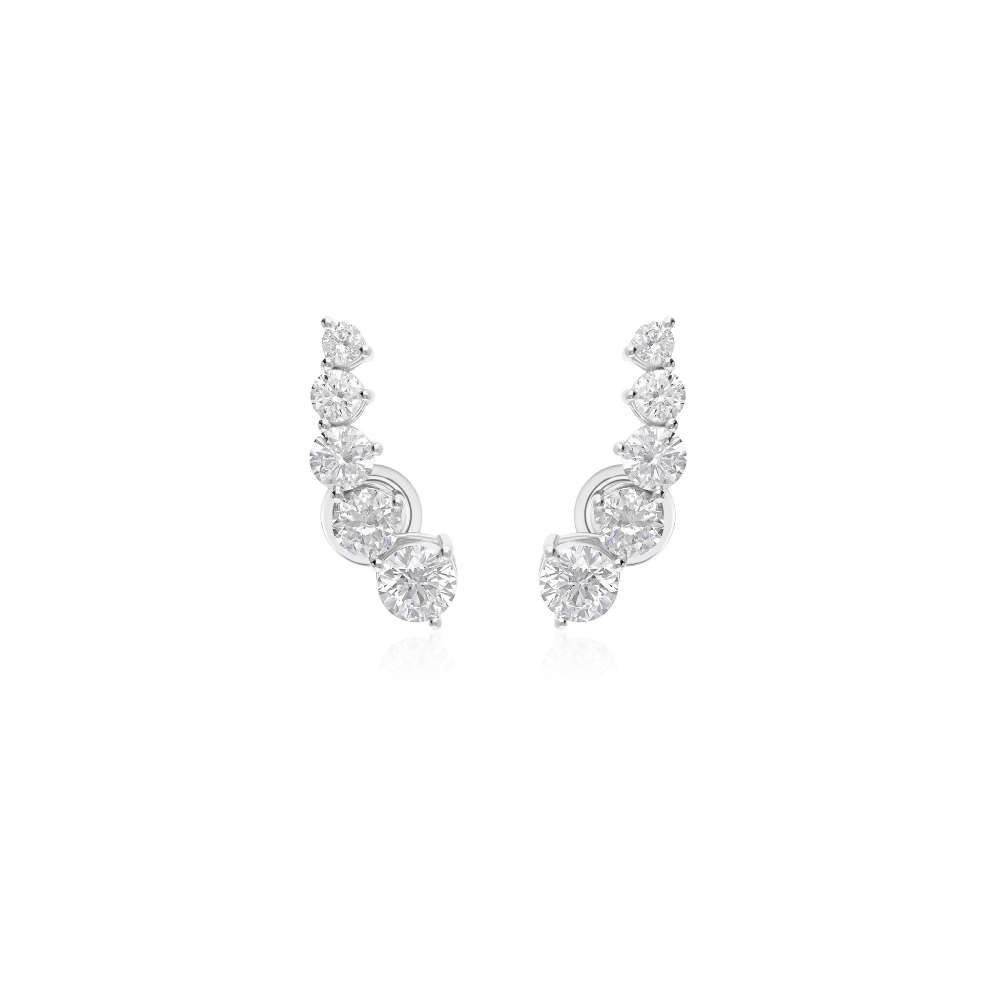 3.36 Round Diamond Climber Earrings Solid Gift For Women