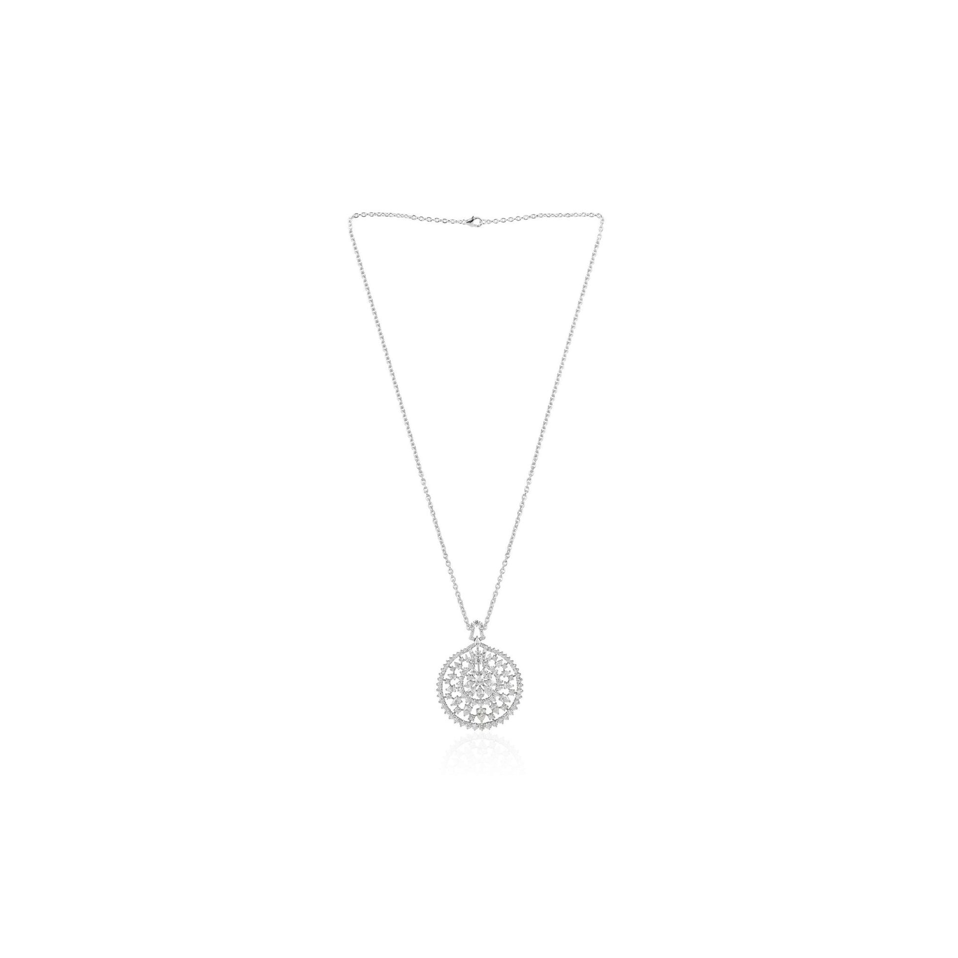 7.68 Carat SI/H Mixed Cut Diamond Pendant in Solid Gold Chain Necklace