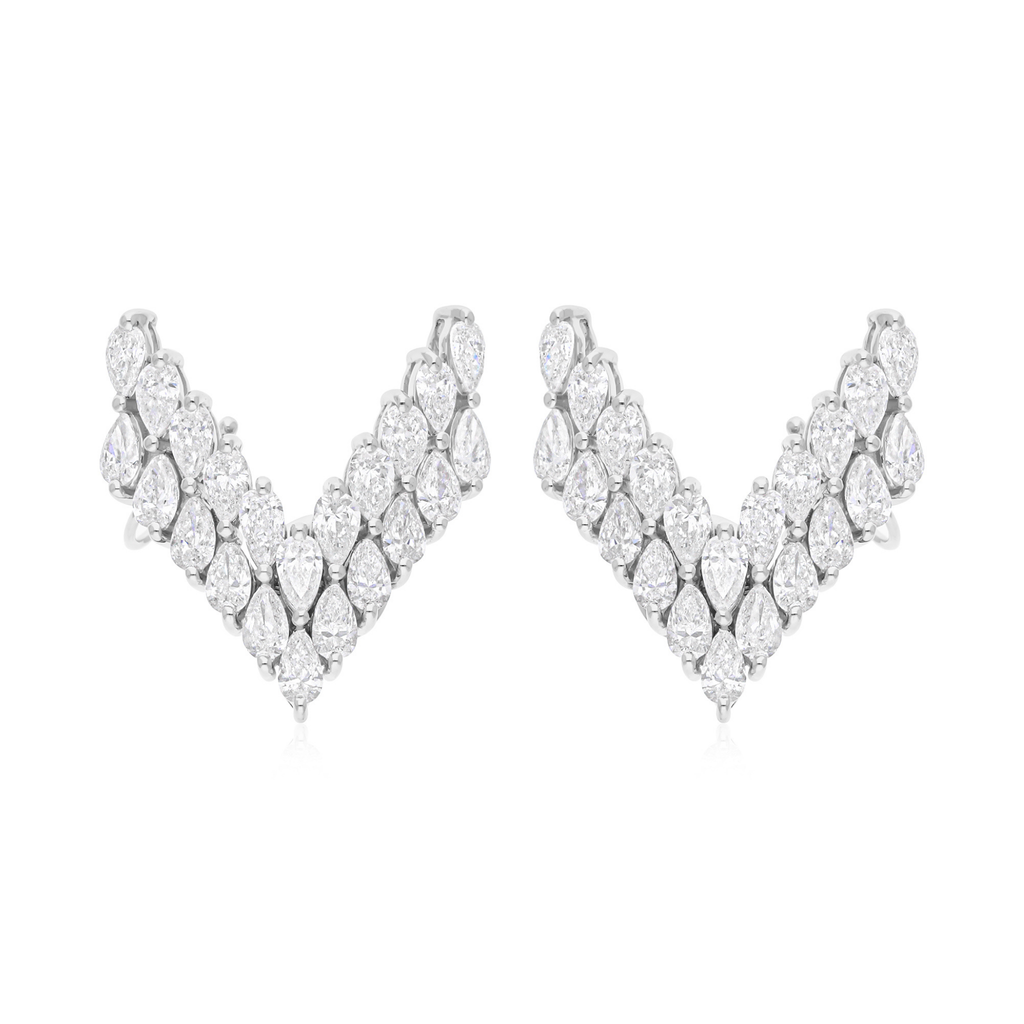 Fine Gold 3.90 Ct Natural H Color SI Clarity Diamond Wings Stud Earrings