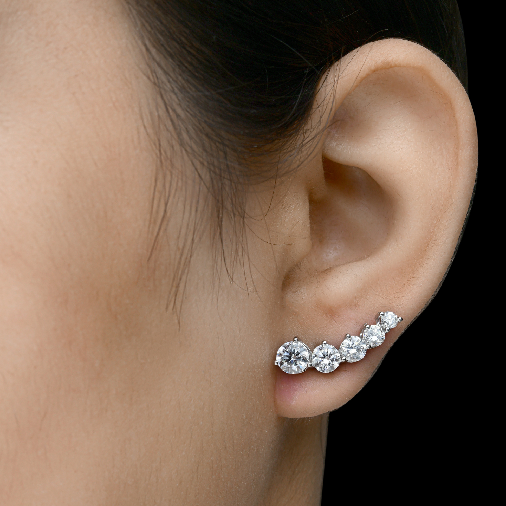 3.36 Round Diamond Climber Earrings Solid Gift For Women