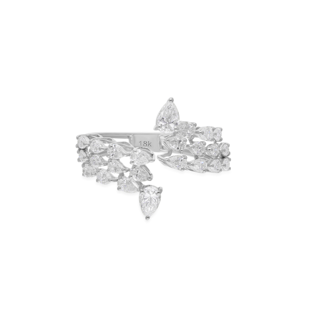 1.85 Carat Certified Natural Diamond Gold Bypass Engagement Ring