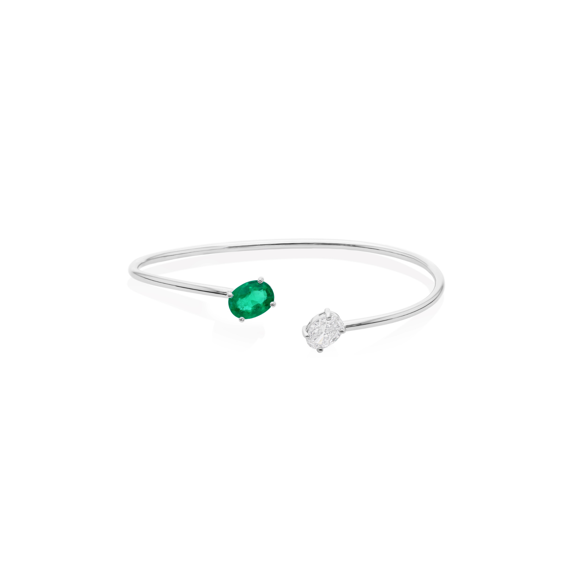 Genuine 1.89 Twc Emerald Diamond Fine Gold Cuff Bangle Bracelet