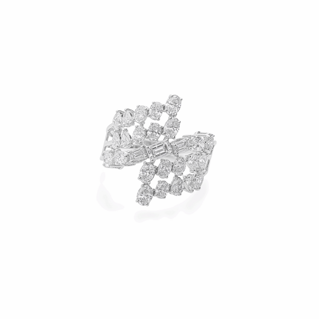 2.61 Ct Natural Multi Diamond Cluster Ring Wedding Gift 18K Gold