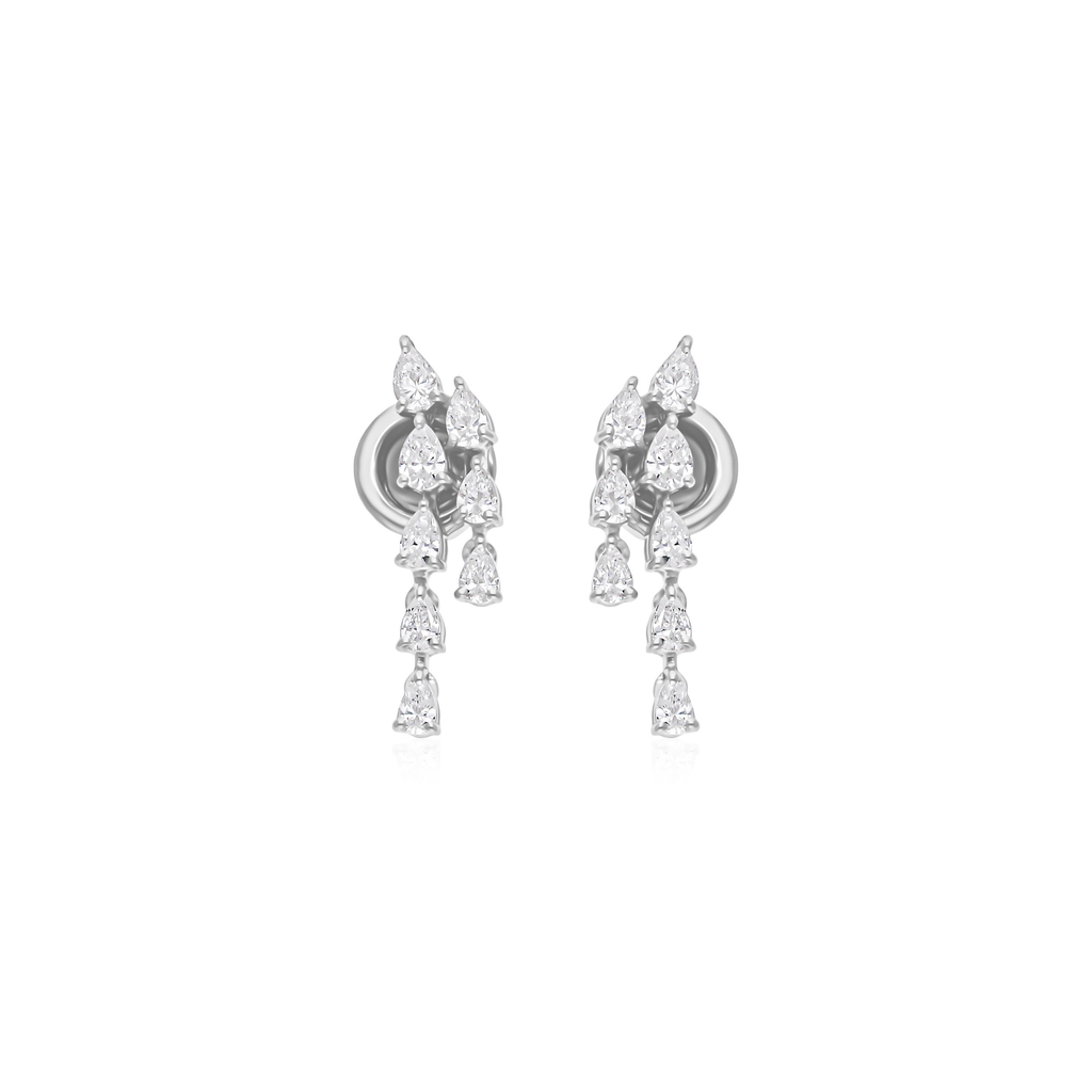 0.87 Ct. Sparkling Teardrop Diamond Earrings in 18k White Gold Setting