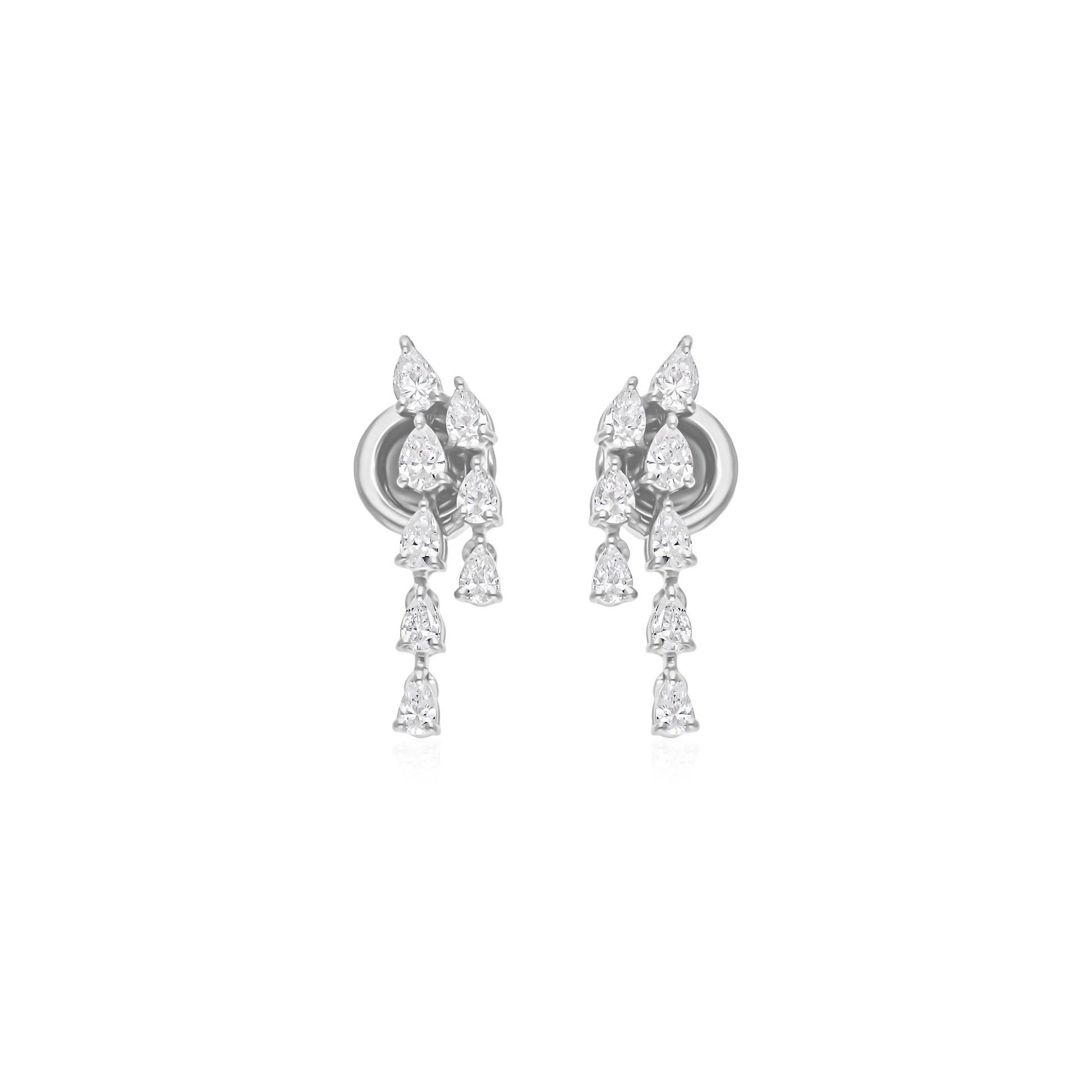 0.87 Ct. Sparkling Teardrop Diamond Earrings in 18k White Gold Setting