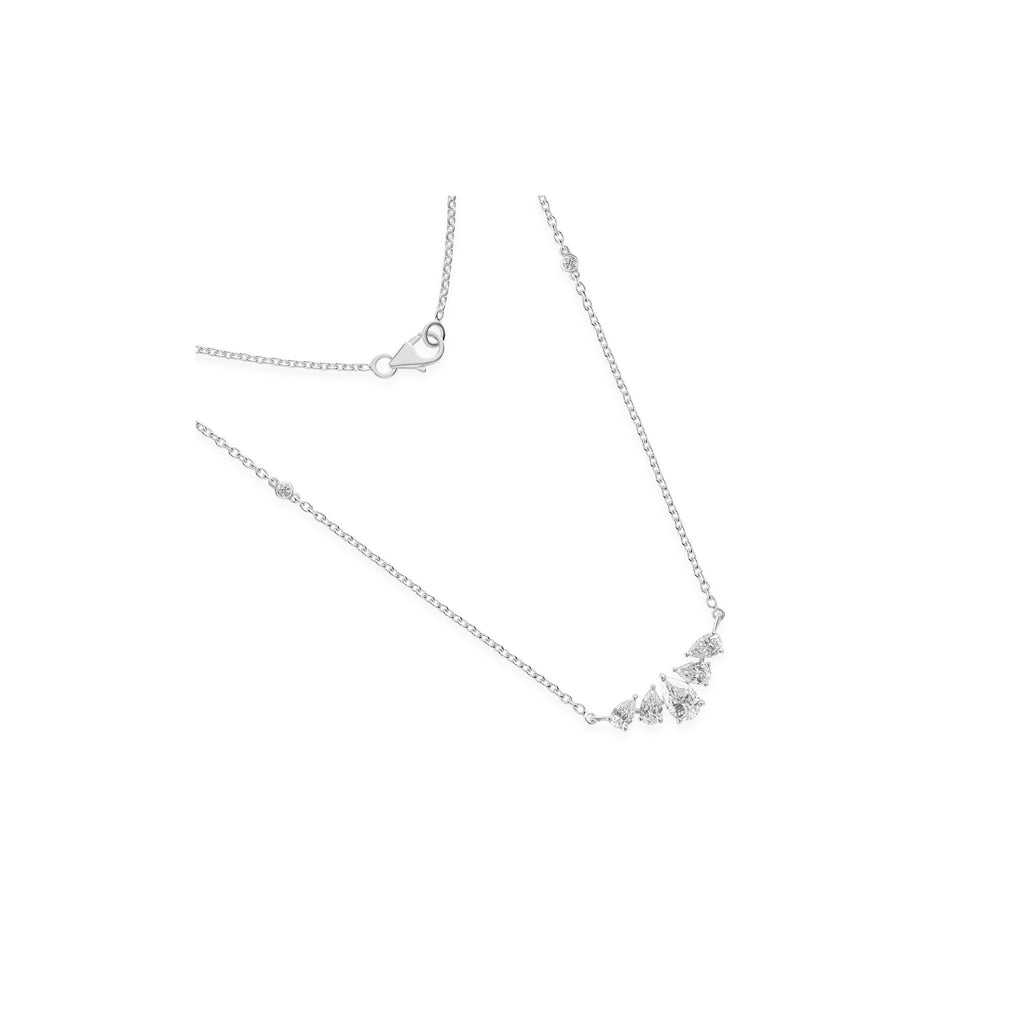 Delicate Sparkle 1.27Ct Solid Gold Pear Shape Bar Diamond Lobster Necklace