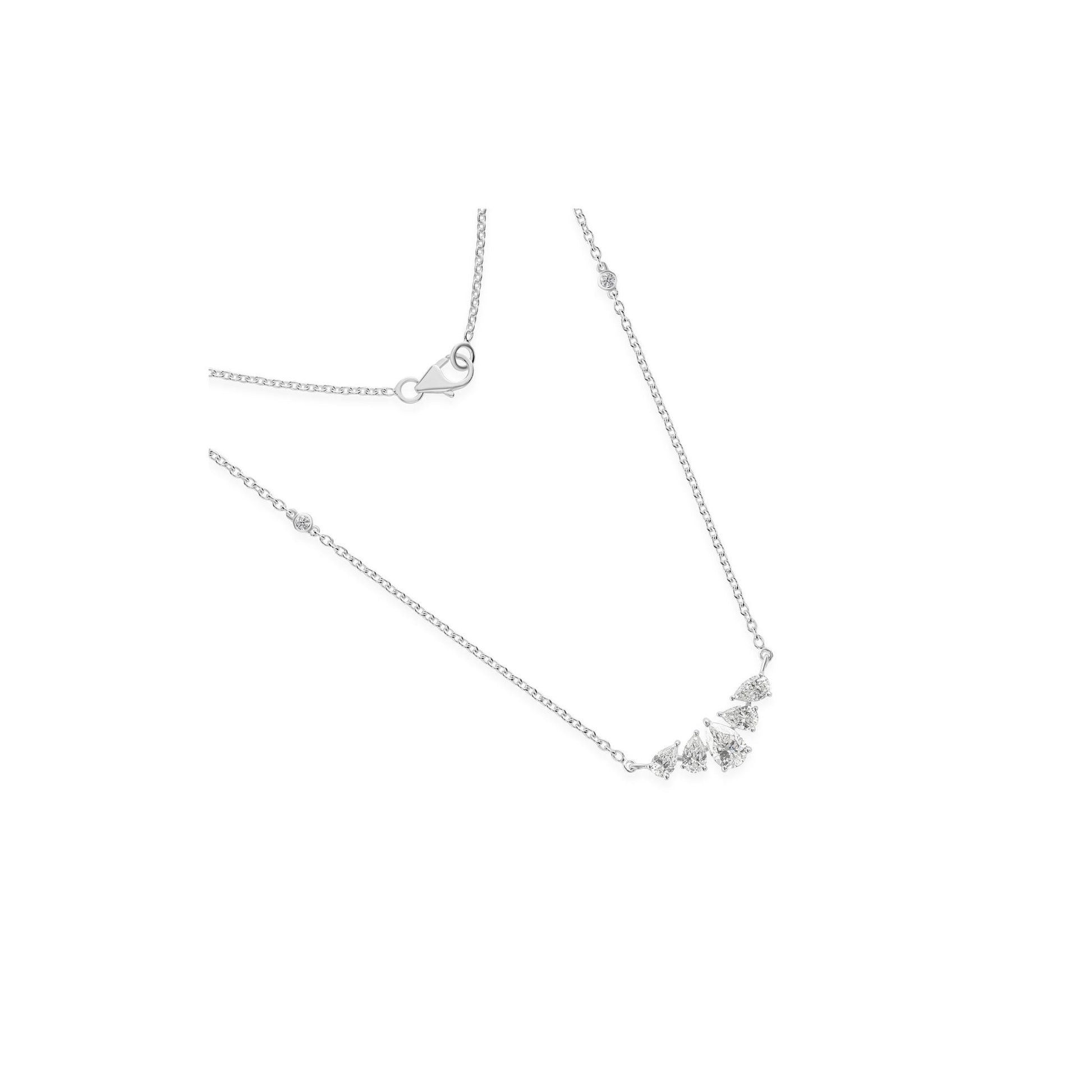 Delicate Sparkle 1.27Ct Solid Gold Pear Shape Bar Diamond Lobster Necklace