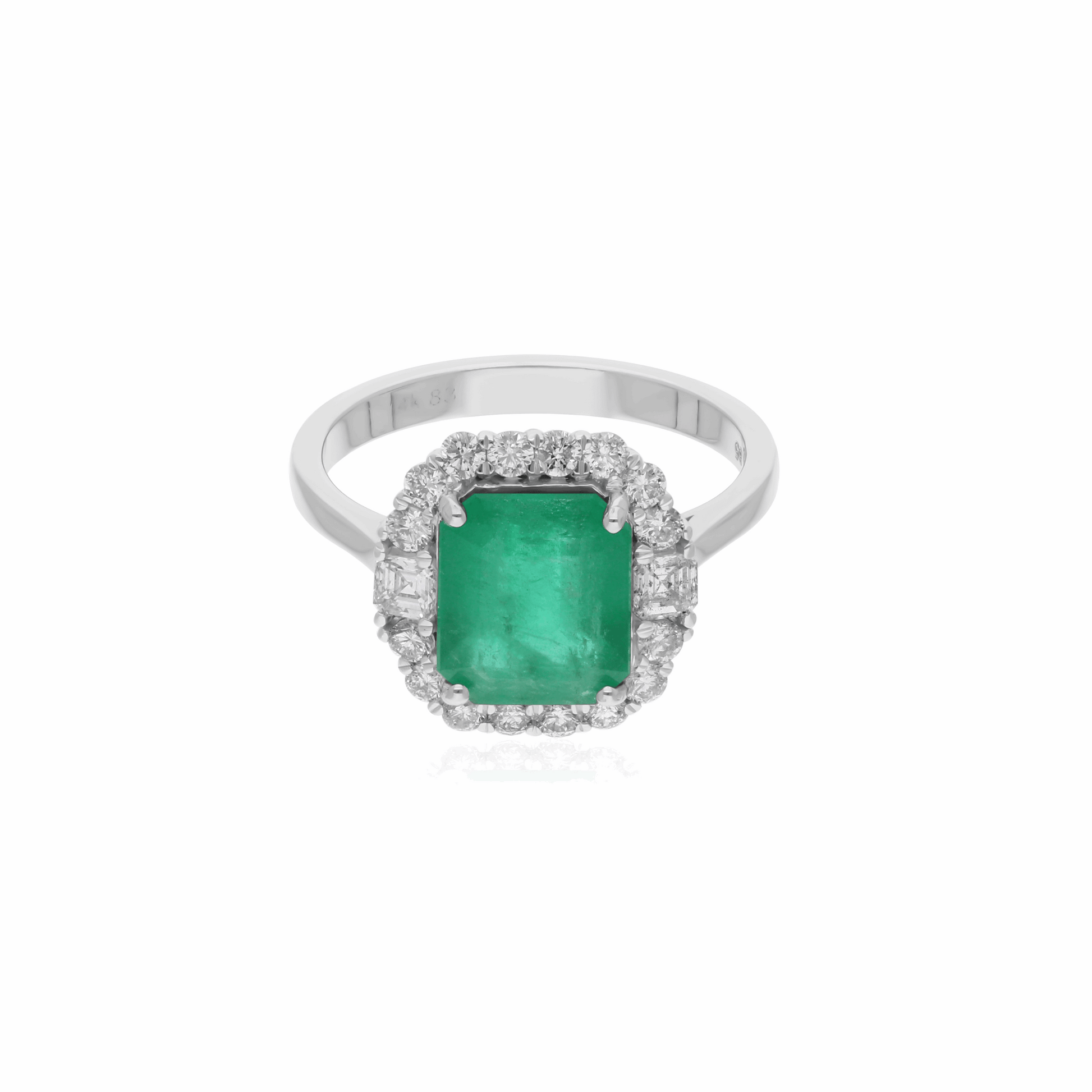 3.28 Tcw H/SI Real Diamond Zambian Emerald Engagement Ring 14k Gold