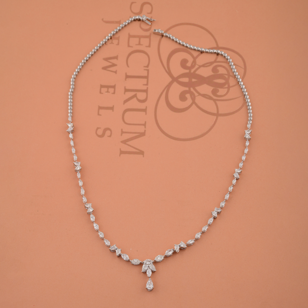 Fine Gold 4.08 Carat Diamond Graduated Tennis Necklace with Drop Pendant