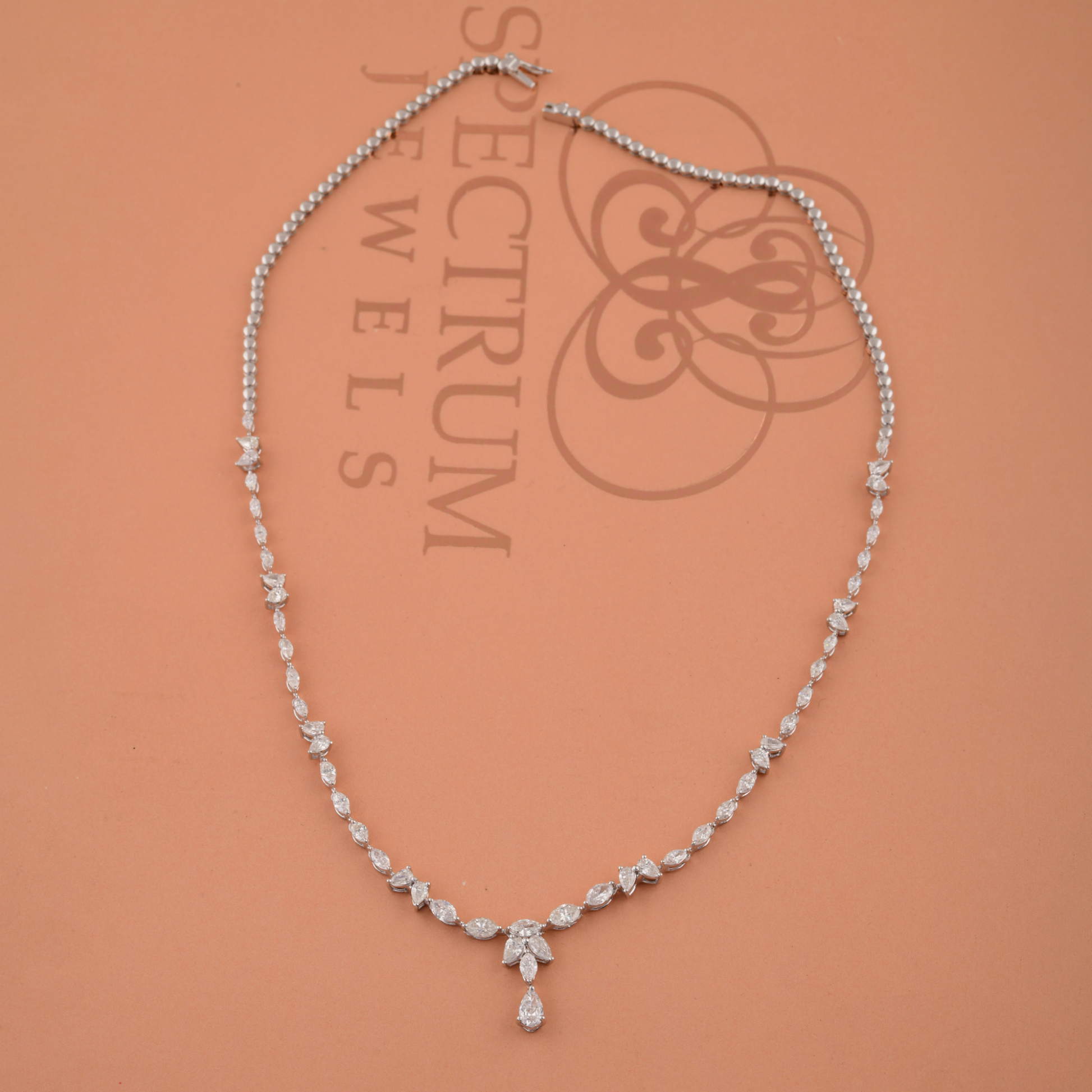 Fine Gold 4.08 Carat Diamond Graduated Tennis Necklace with Drop Pendant