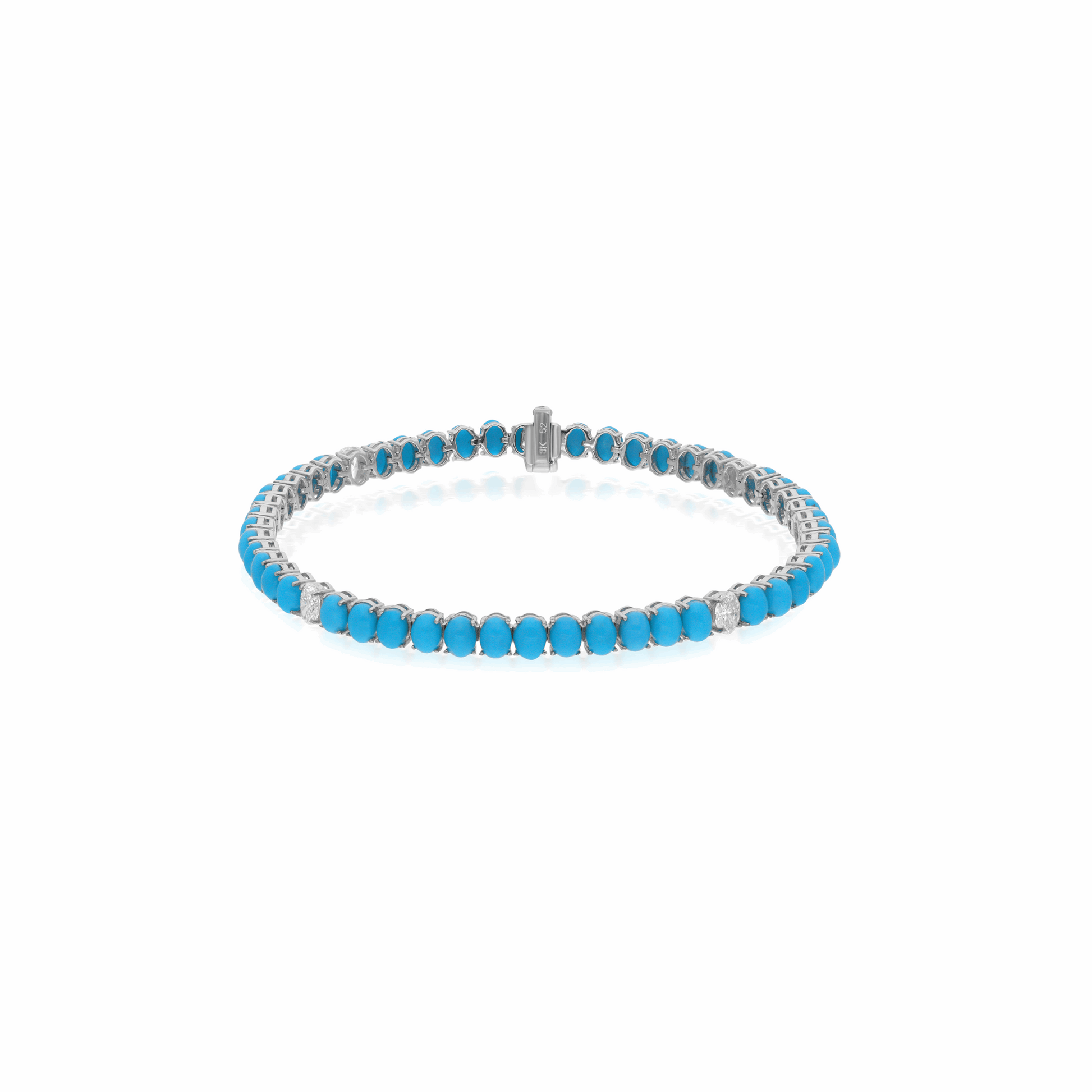 18K Gold 8.59 Tcw Natural Turquoise & Diamond Tennis Bracelet