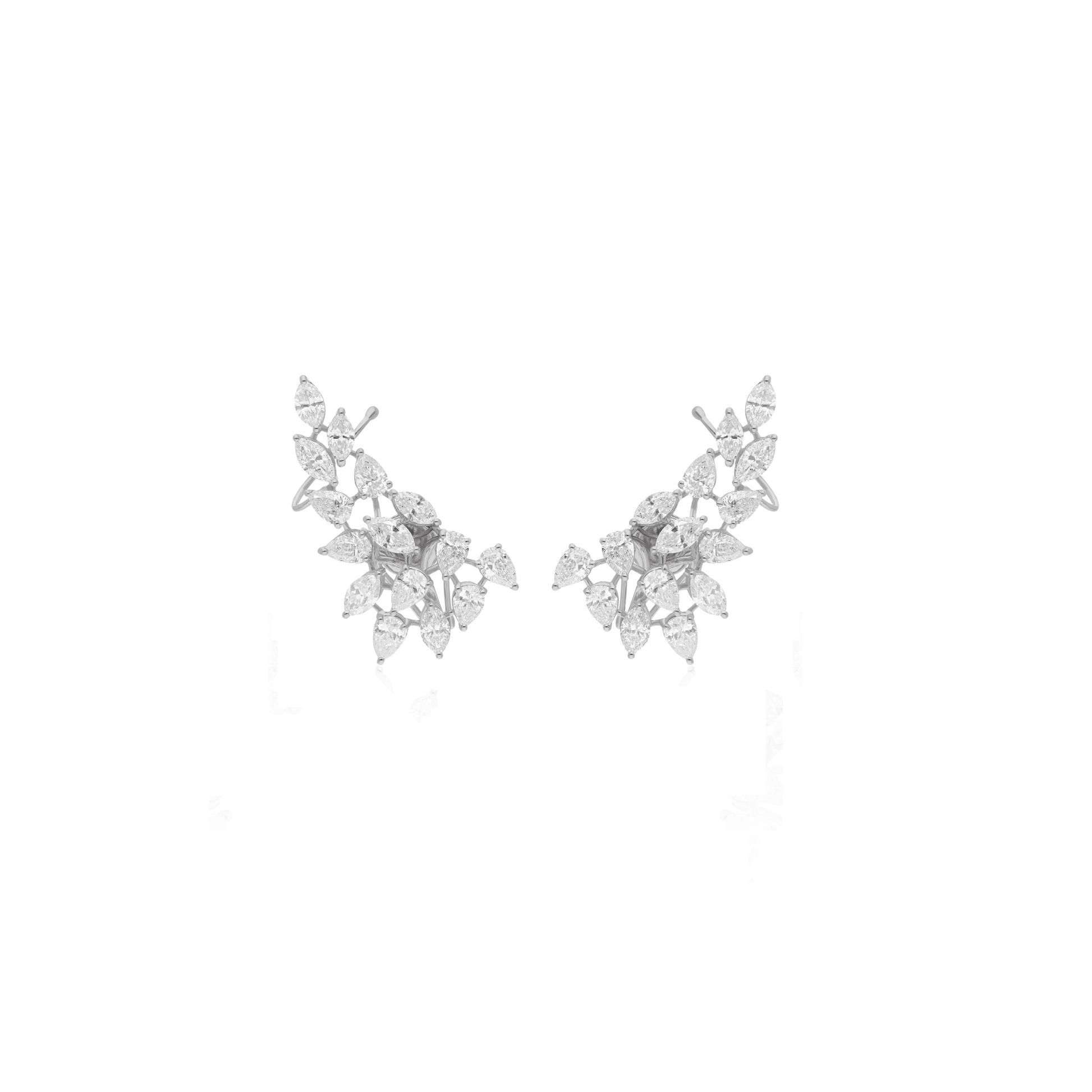 Statement 6.37Ct Fine Gold Pear & Marquise Cut Diamond Ear Climber Fine Jewelry