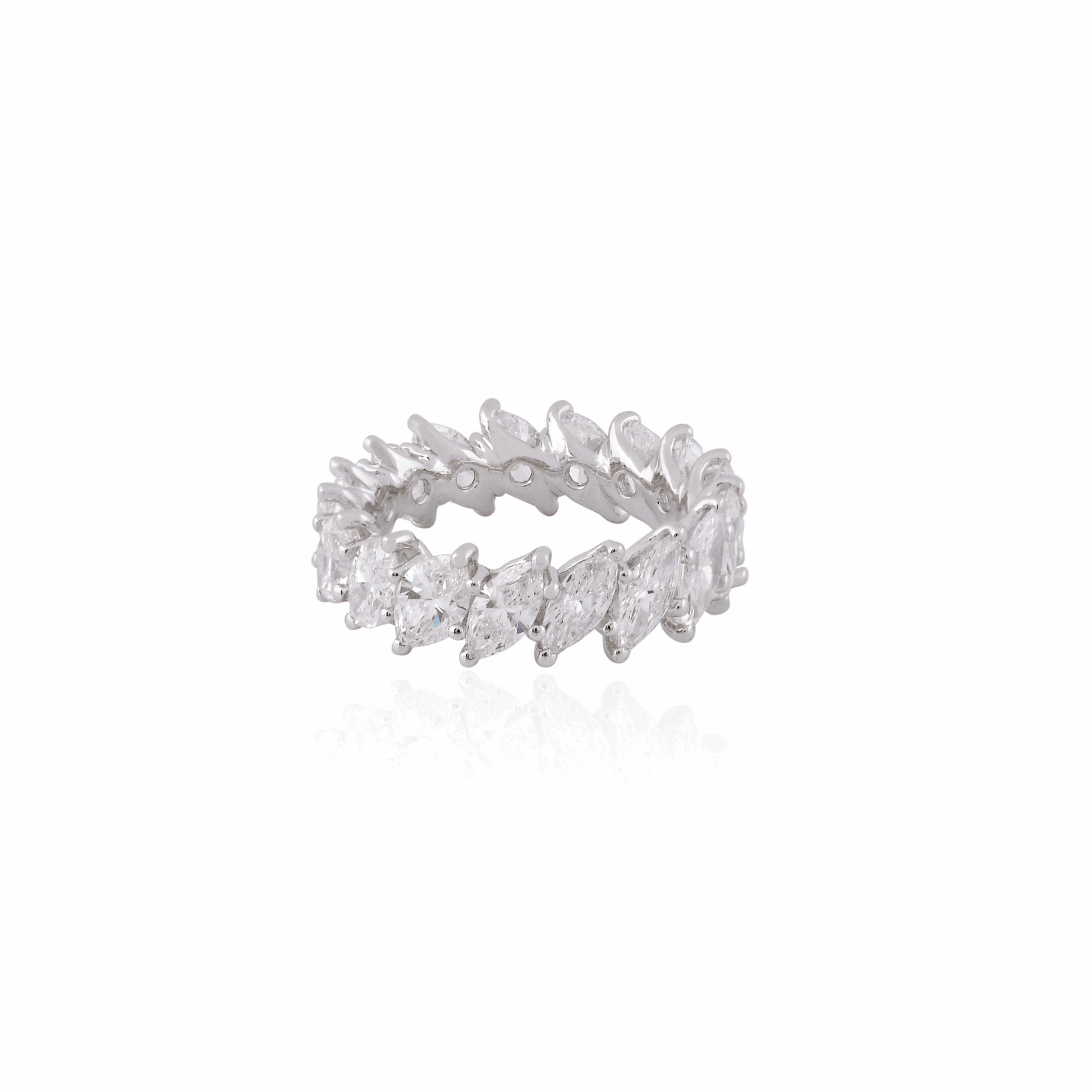 4.93 Ct Marquise SI/H Natural Diamond Eternity Ring in 18k Gold